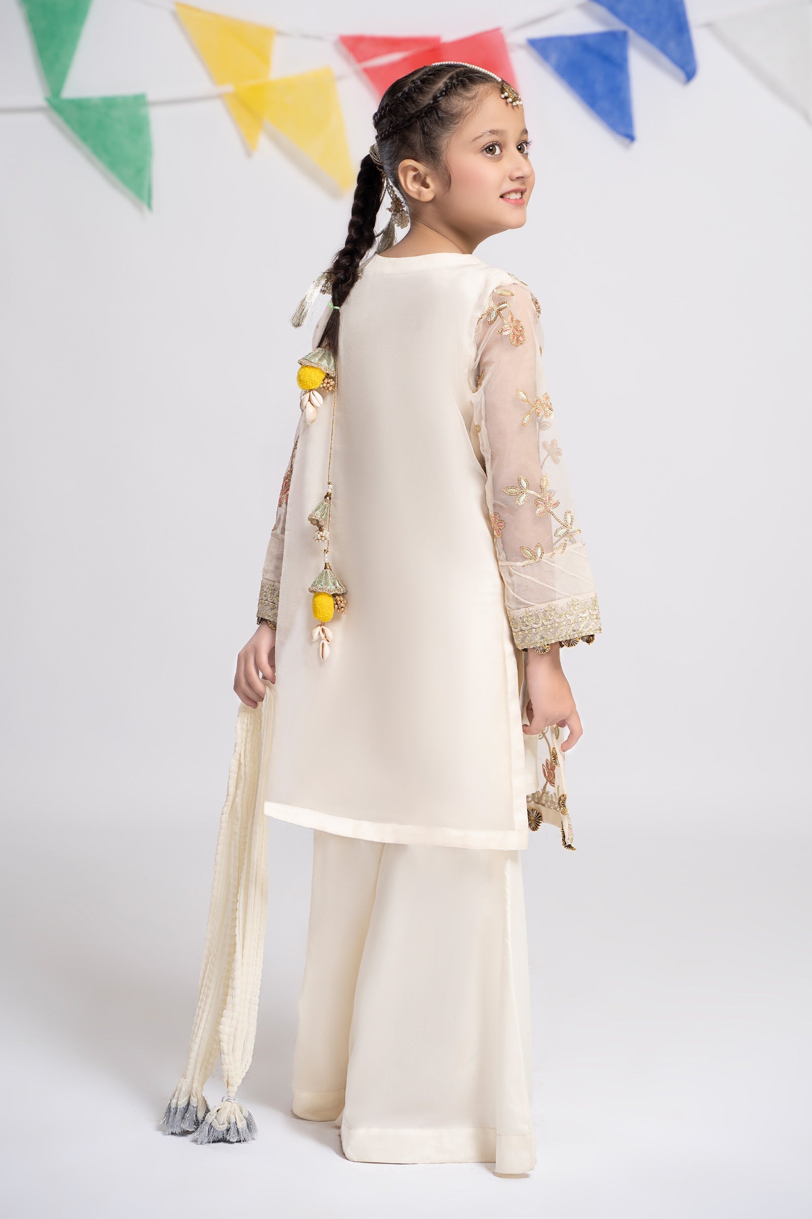Maria B | 3 Piece Embroidered Organza Suit | MKS-EF24-30 14-Dec White