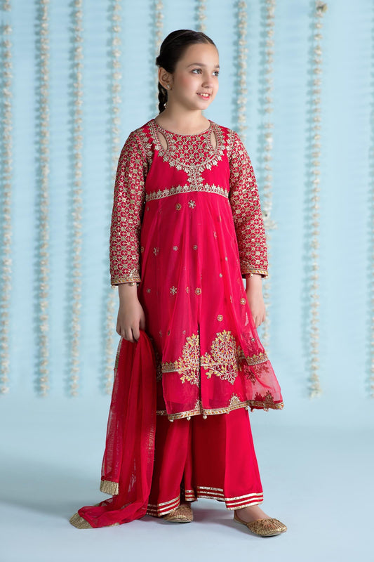 Maria B | 3 Piece Embroidered Net Suit | MKS-EA24-02 4-Feb Pink
