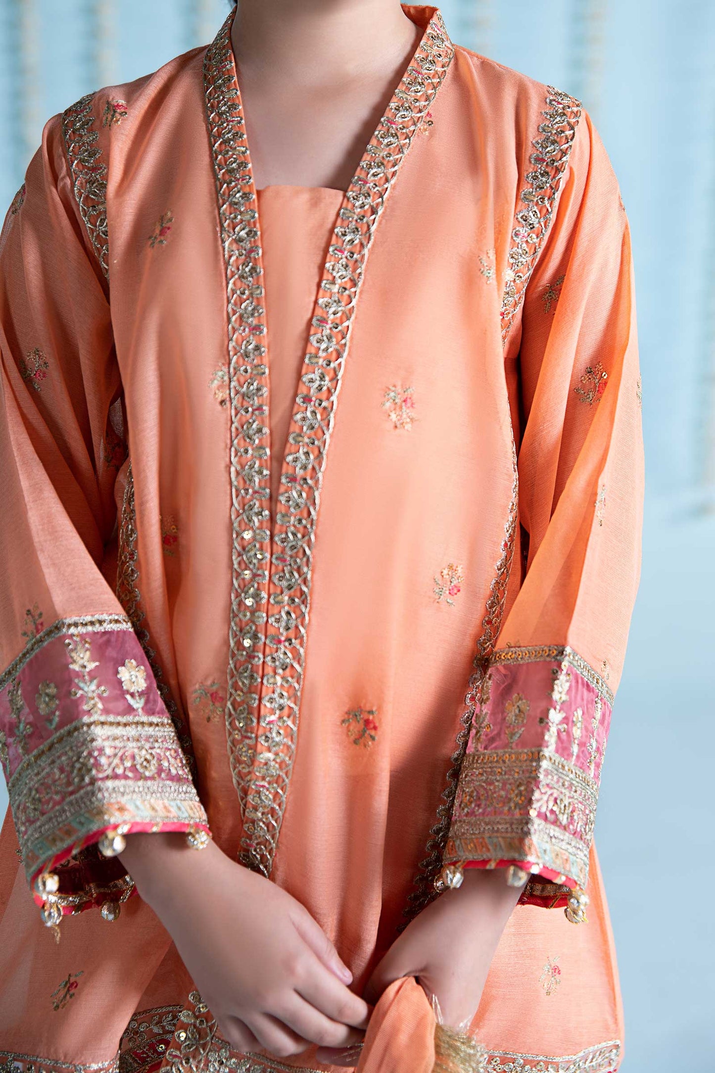 Maria B | 3 Piece Embroidered Paper Cotton Suit | MKS-EA24-04 8-Jun Orange