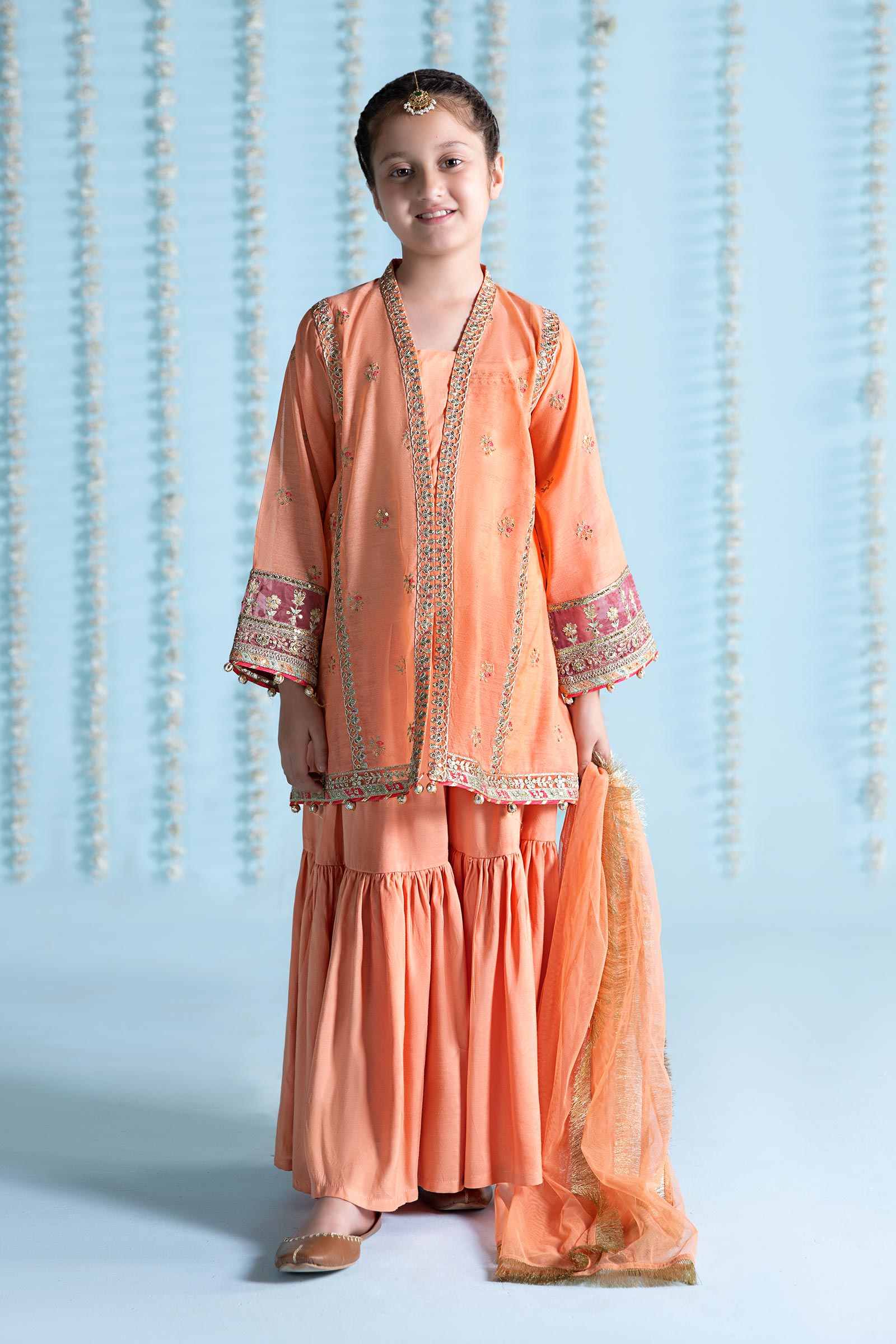 Maria B | 3 Piece Embroidered Paper Cotton Suit | MKS-EA24-04 4-Feb Orange