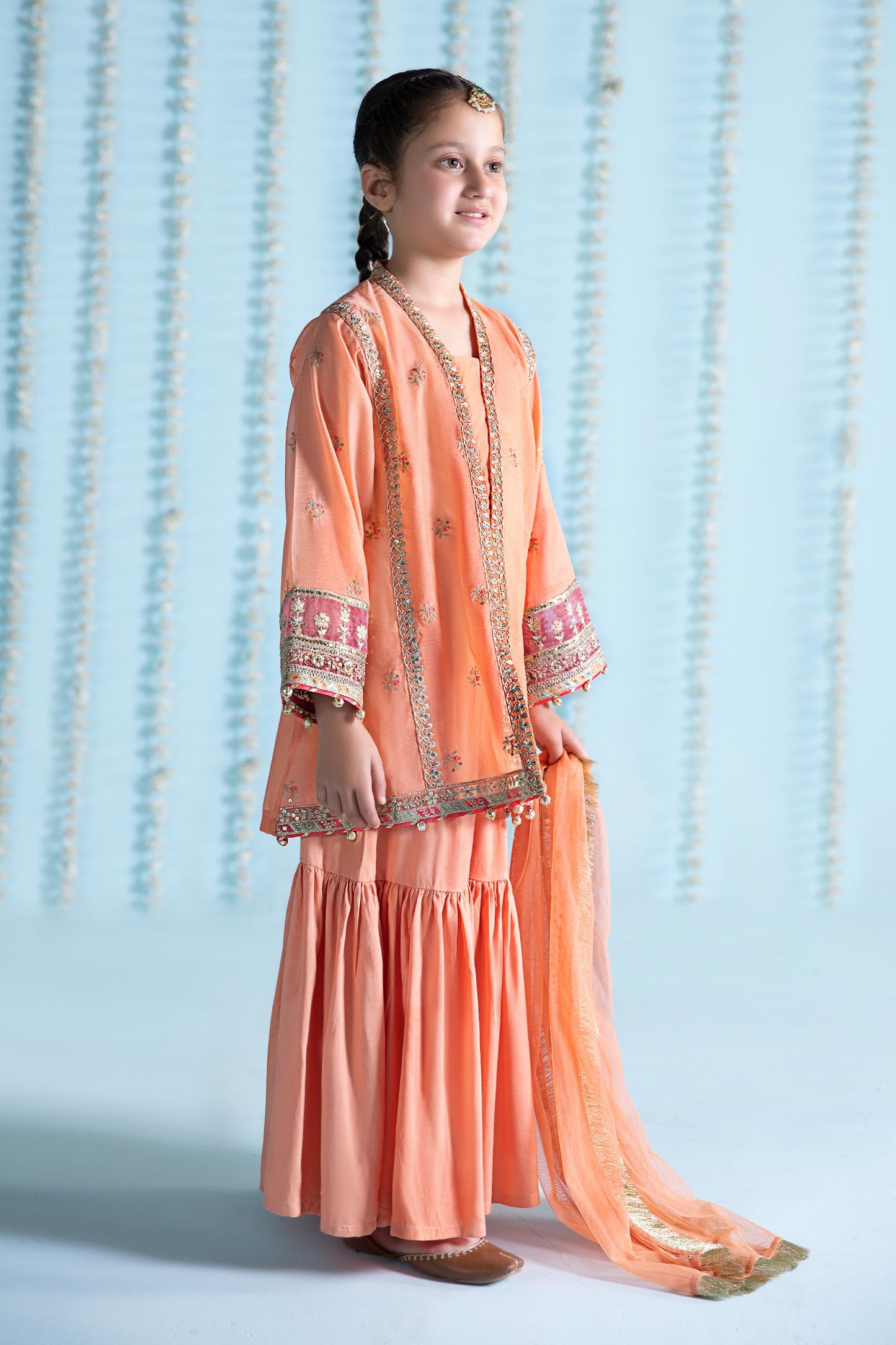 Maria B | 3 Piece Embroidered Paper Cotton Suit | MKS-EA24-04 12-Oct Orange