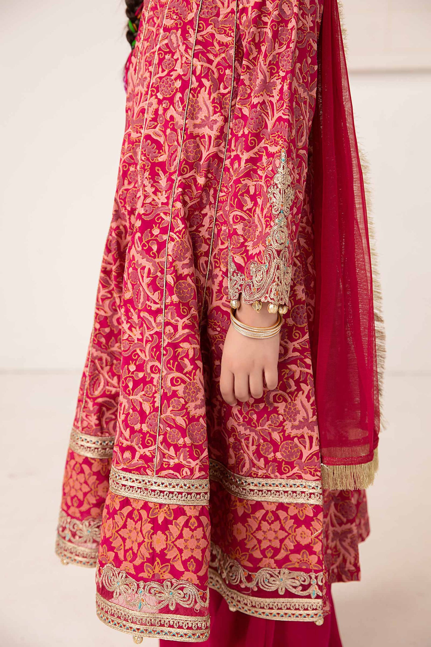 Maria B | 3 Piece Printed Raw Silk Suit | MKS-EA24-05 8-Jun Pink