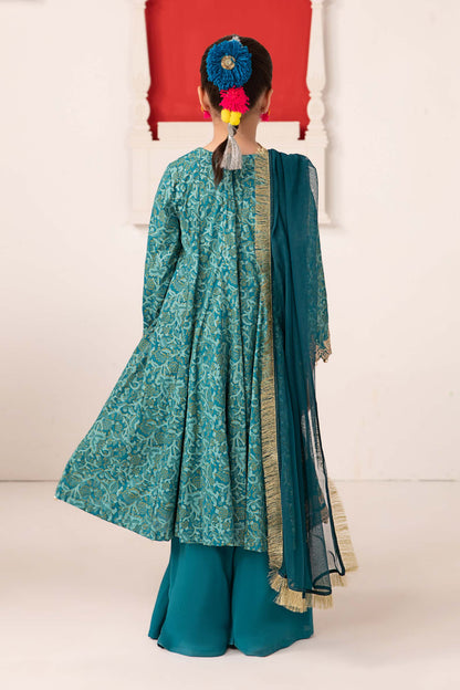 Maria B | 3 Piece Printed Raw Silk Suit | MKS-EA24-05 14-Dec Blue