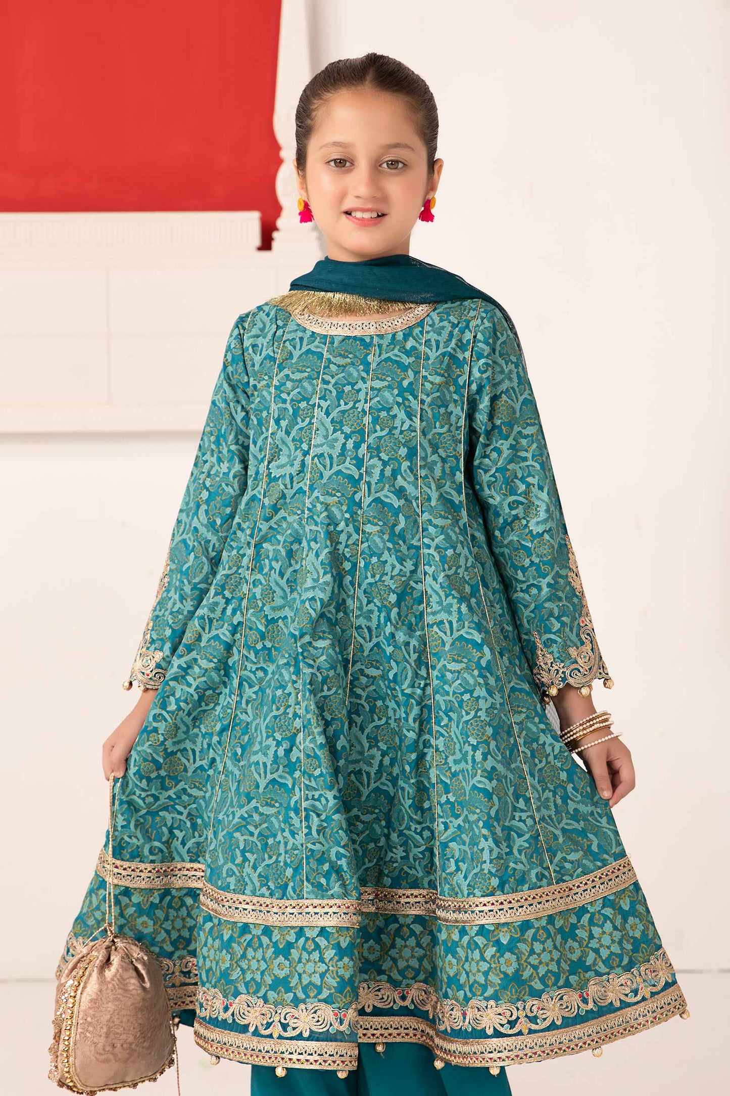Maria B | 3 Piece Printed Raw Silk Suit | MKS-EA24-05 6-Apr Blue