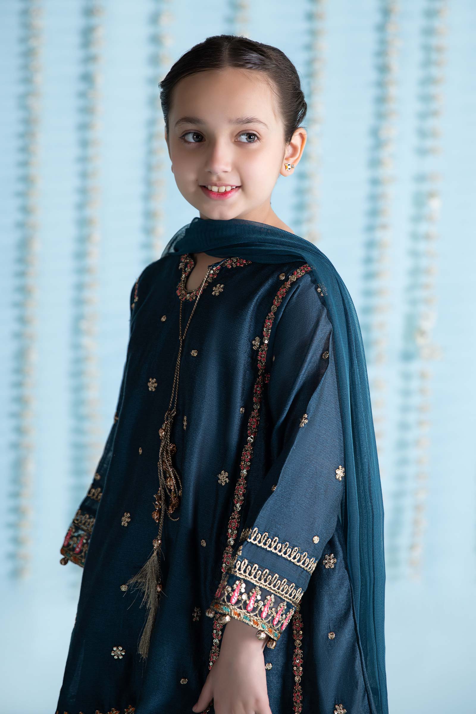 Maria B | 3 Piece Embroidered Yarn Dyed Suit | MKS-EA24-19 6-Apr Blue