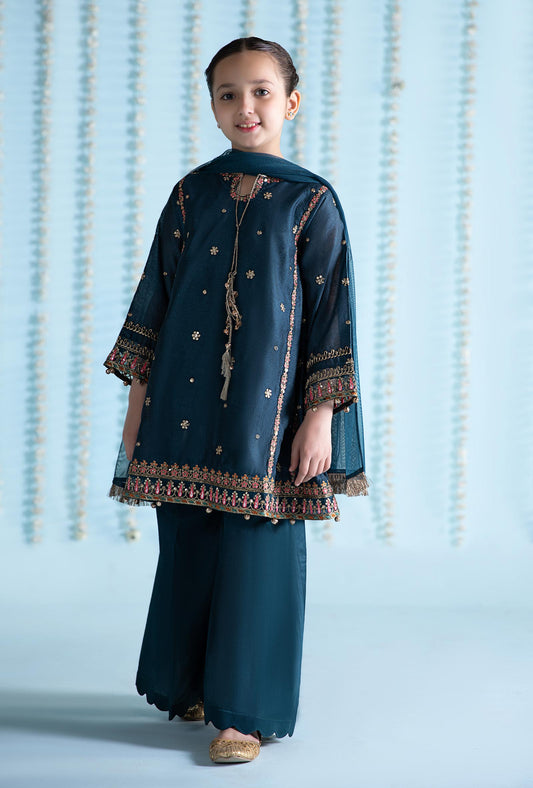 Maria B | 3 Piece Embroidered Yarn Dyed Suit | MKS-EA24-19 4-Feb Blue