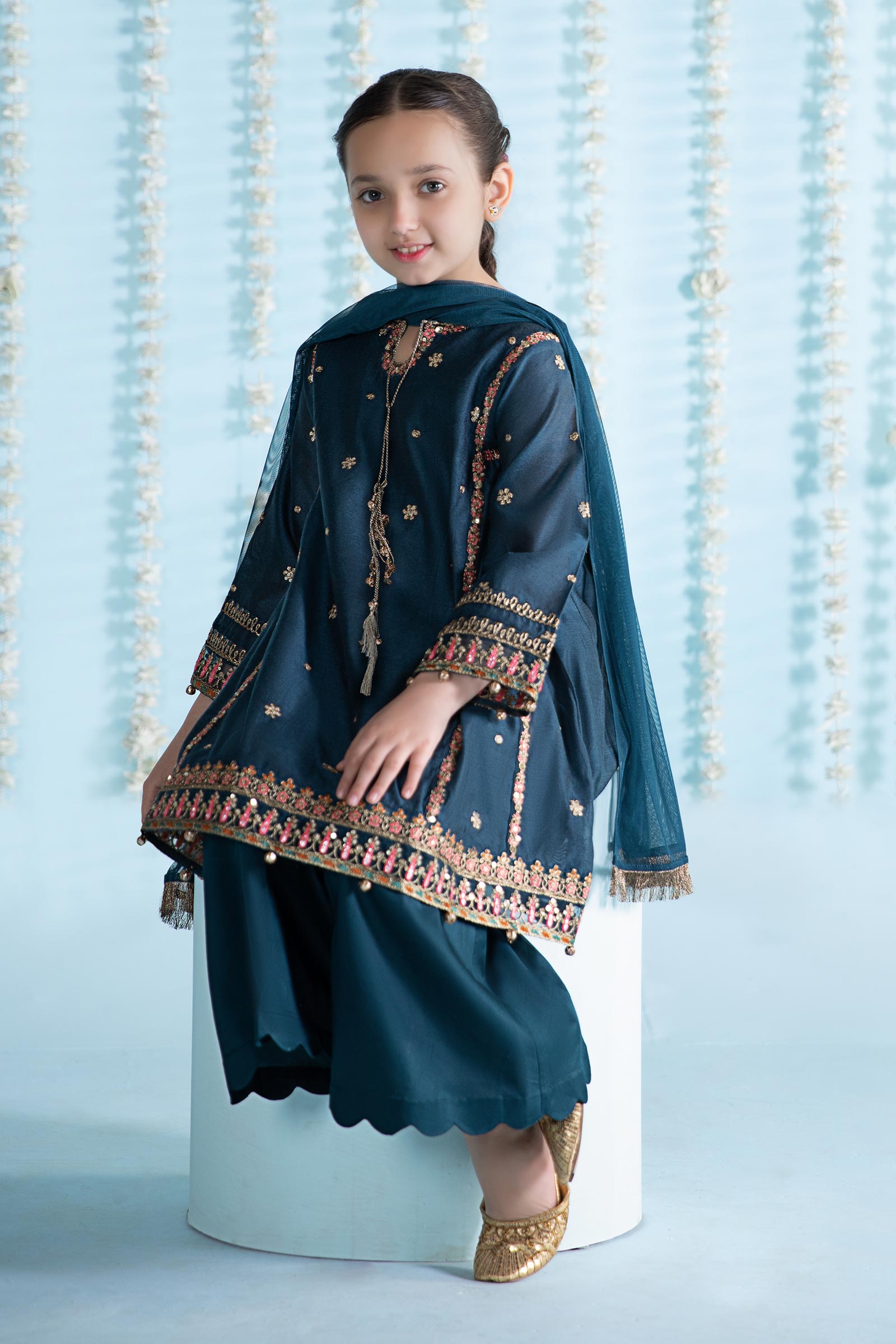 Maria B | 3 Piece Embroidered Yarn Dyed Suit | MKS-EA24-19 8-Jun Blue