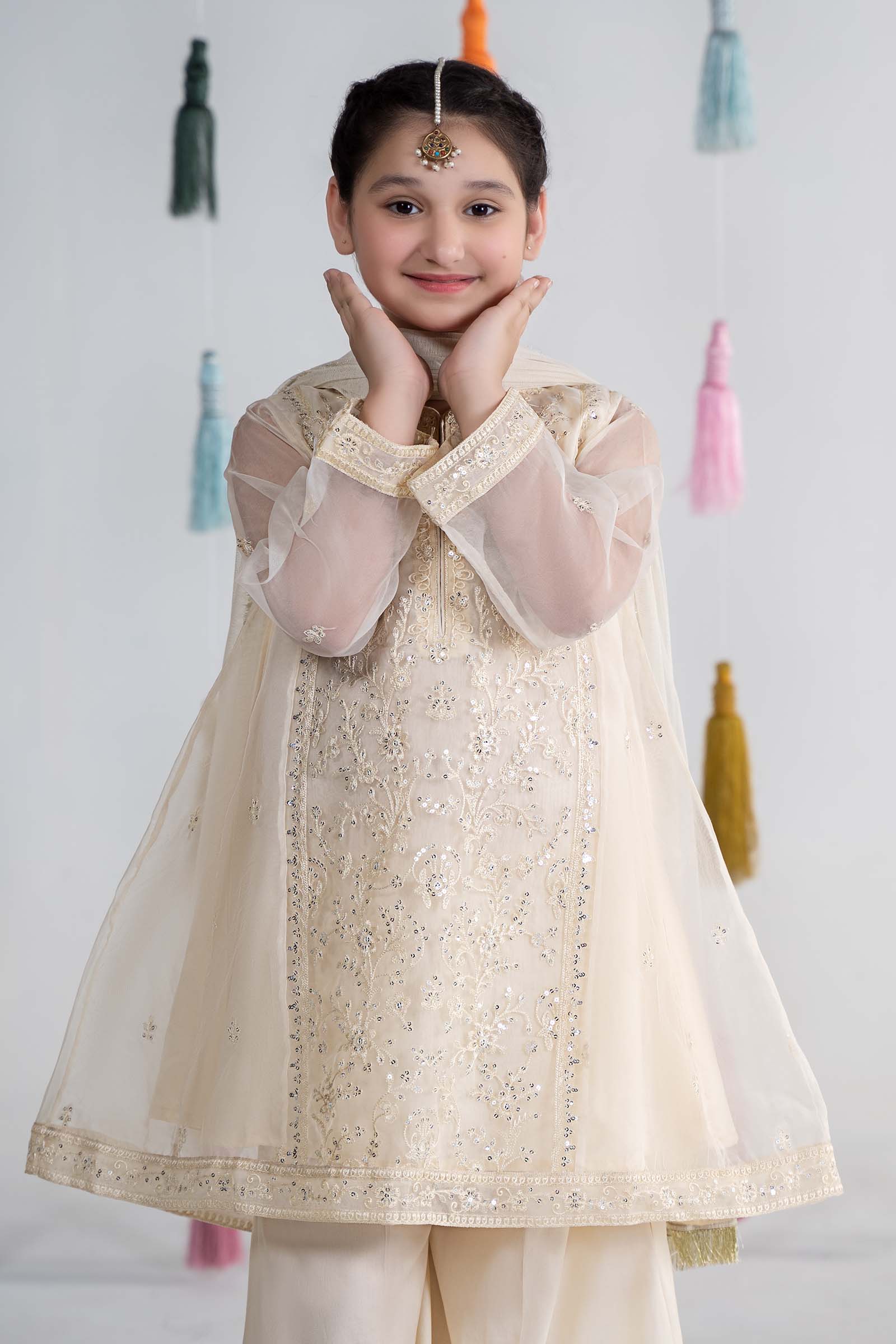 Maria B | 3 Piece Embroidered Organza Suit | MKS-EA24-25 6-Apr White