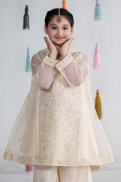 Maria B | 3 Piece Embroidered Organza Suit | MKS-EA24-25 6-Apr White