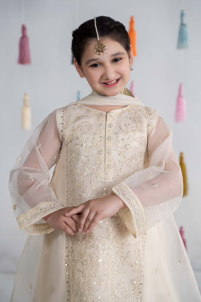 Maria B | 3 Piece Embroidered Organza Suit | MKS-EA24-25 8-Jun White