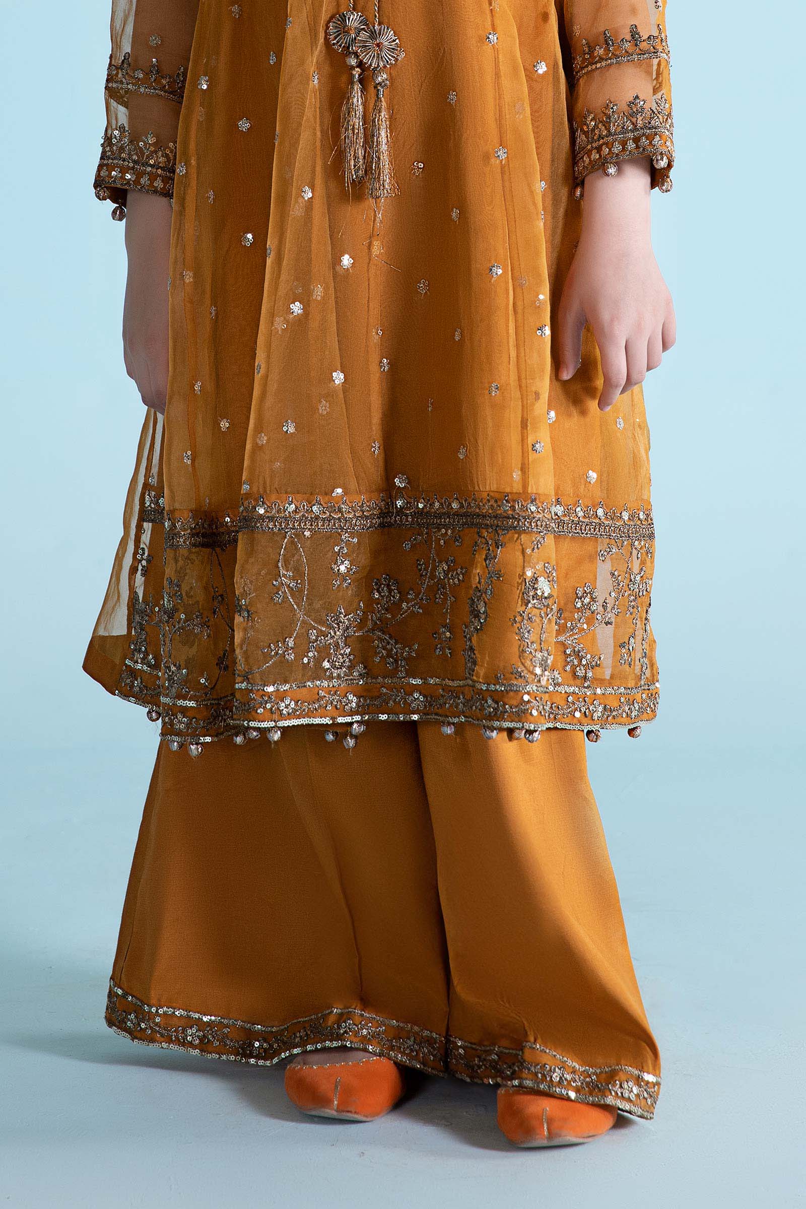 Maria B | 3 Piece Embroidered Organza Suit | MKS-EA24-28 10-Aug Yellow