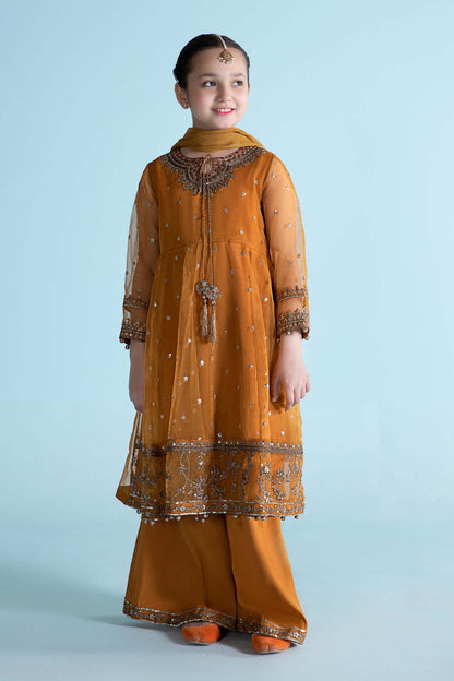 Maria B | 3 Piece Embroidered Organza Suit | MKS-EA24-28 4-Feb Yellow