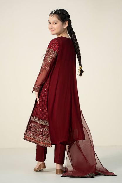 Maria B | 3 Piece Embroidered Suit | MKS-EF23-32R1 14-Dec Maroon
