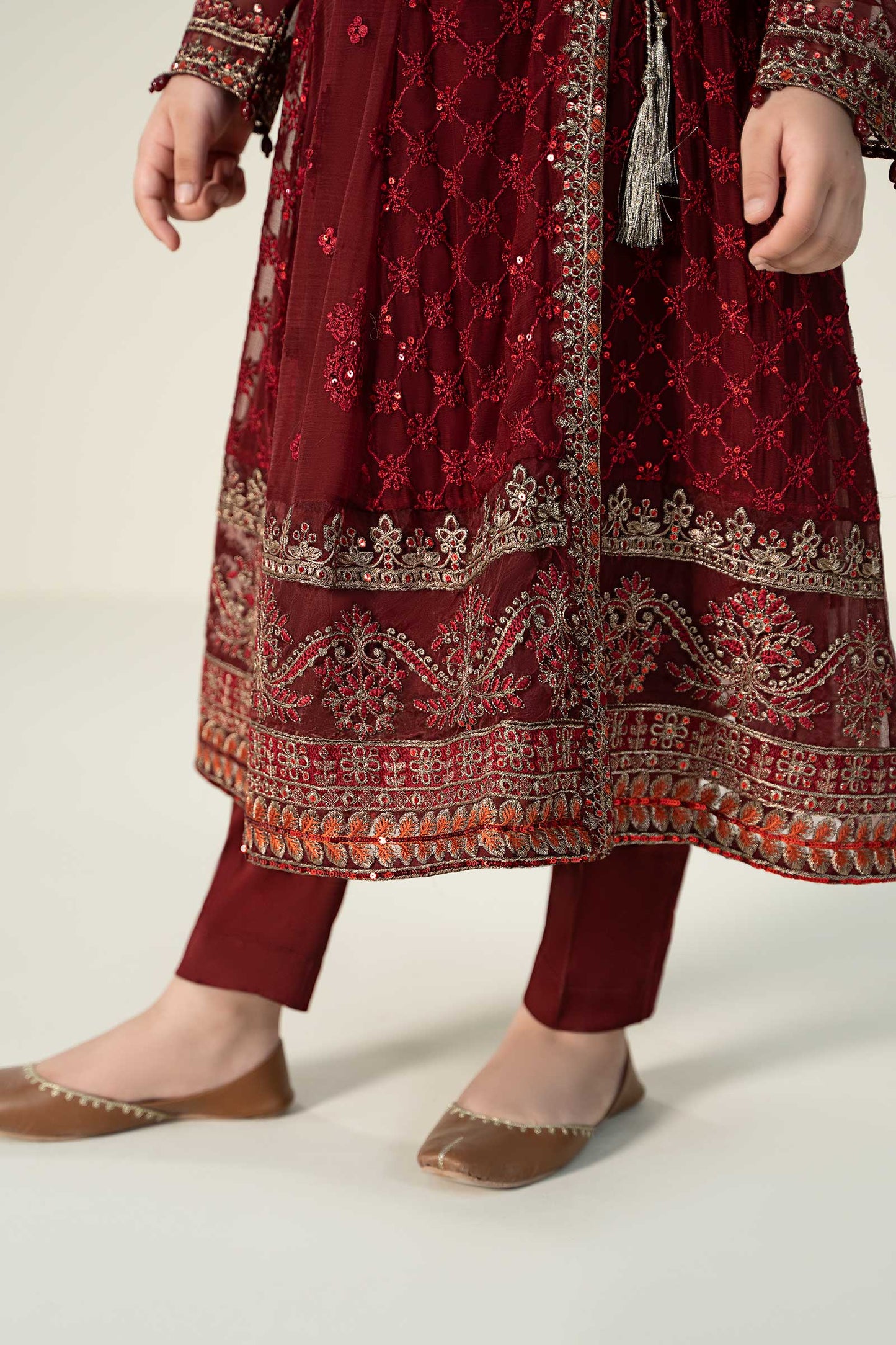 Maria B | 3 Piece Embroidered Suit | MKS-EF23-32R1 8-Jun Maroon
