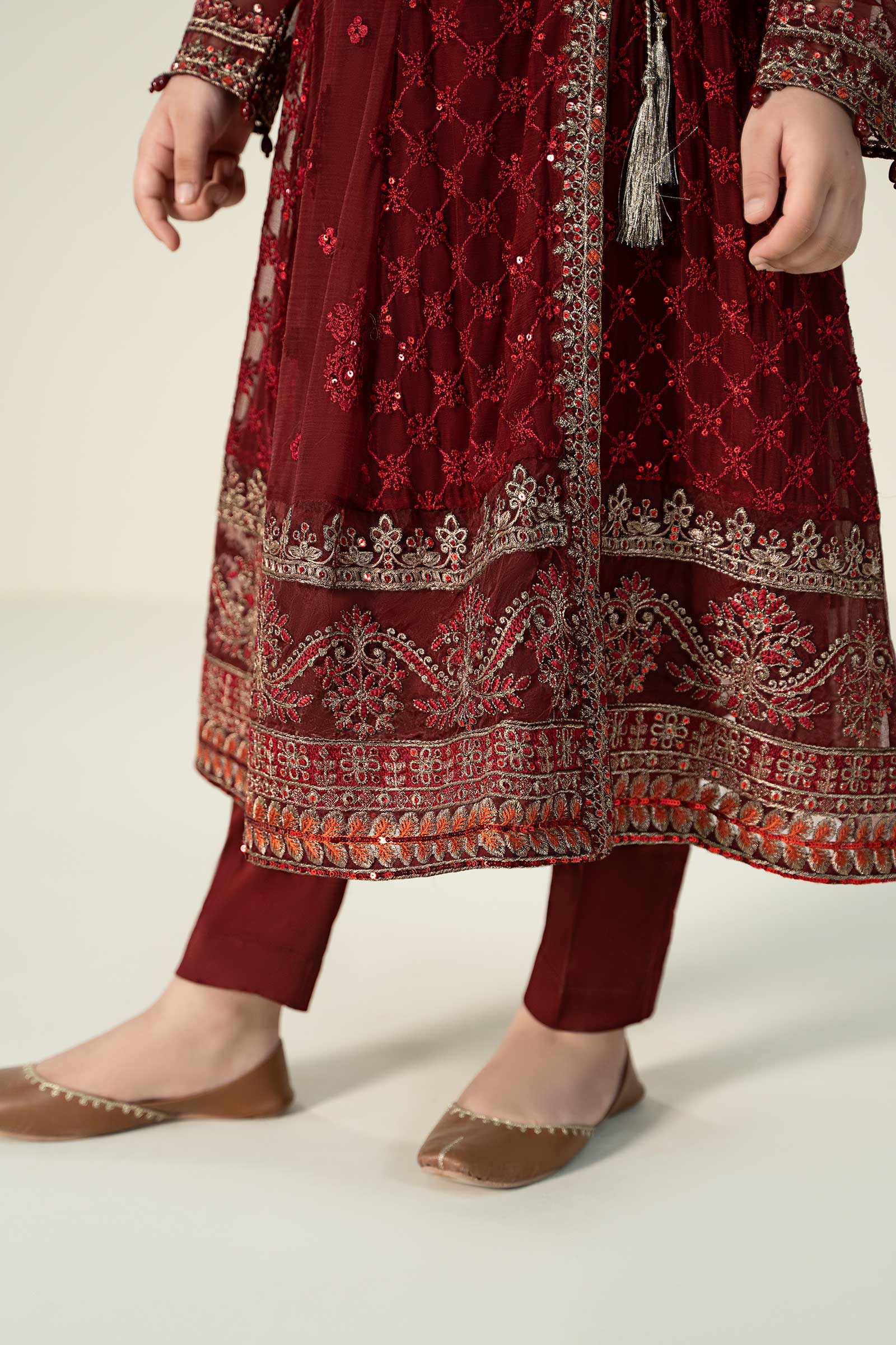 Maria B | 3 Piece Embroidered Suit | MKS-EF23-32R1 8-Jun Maroon