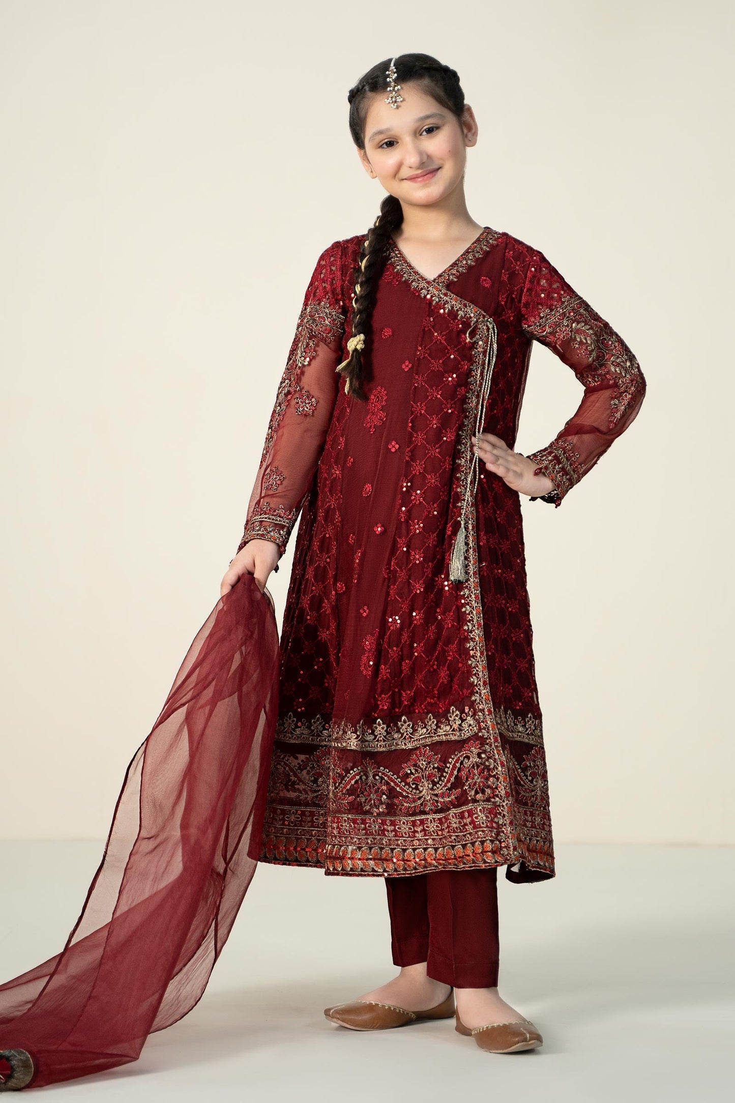 Maria B | 3 Piece Embroidered Suit | MKS-EF23-32R1 4-Feb Maroon