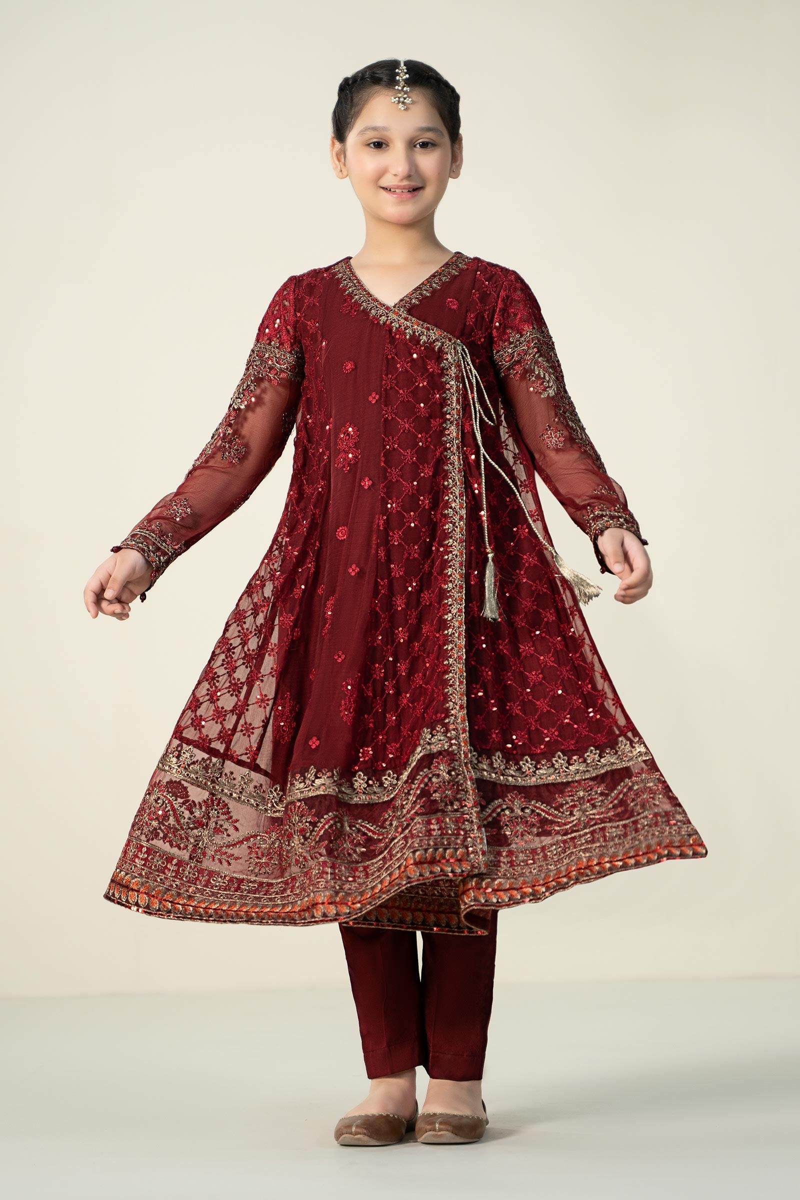Maria B | 3 Piece Embroidered Suit | MKS-EF23-32R1 10-Aug Maroon