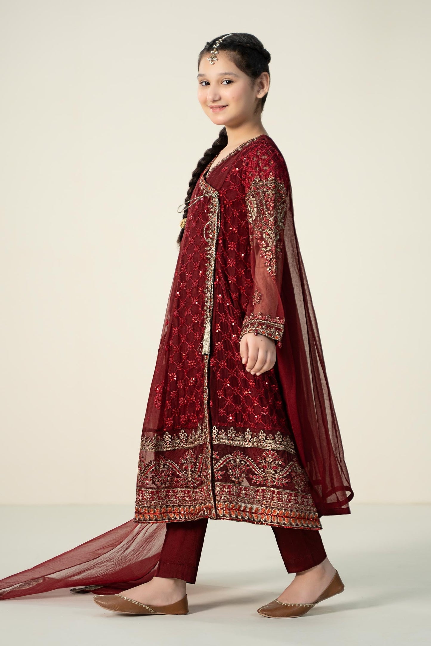 Maria B | 3 Piece Embroidered Suit | MKS-EF23-32R1 12-Oct Maroon