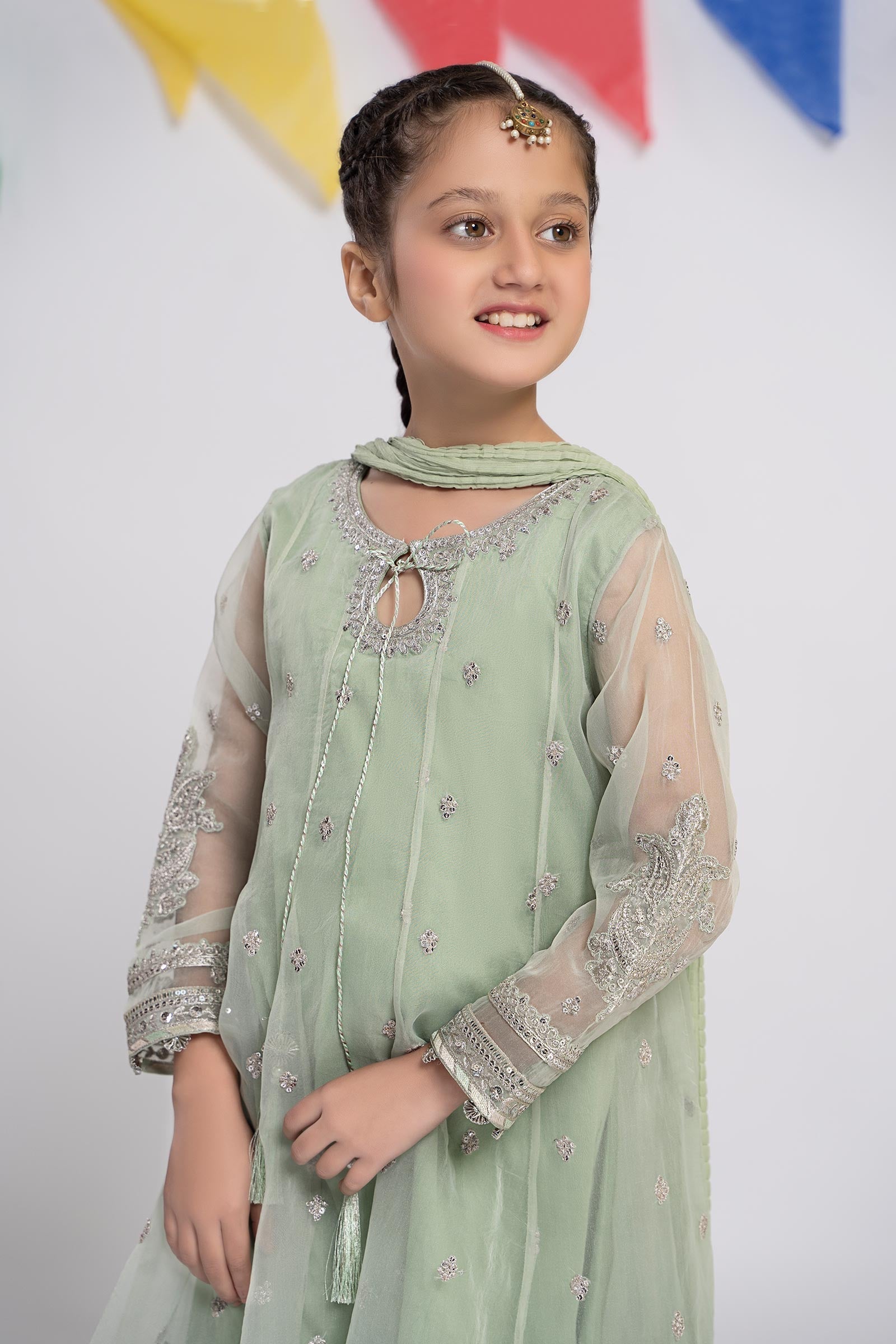 Maria B | 3 Piece Embroidered Organza Suit | MKS-EF24-15 6-Apr Green