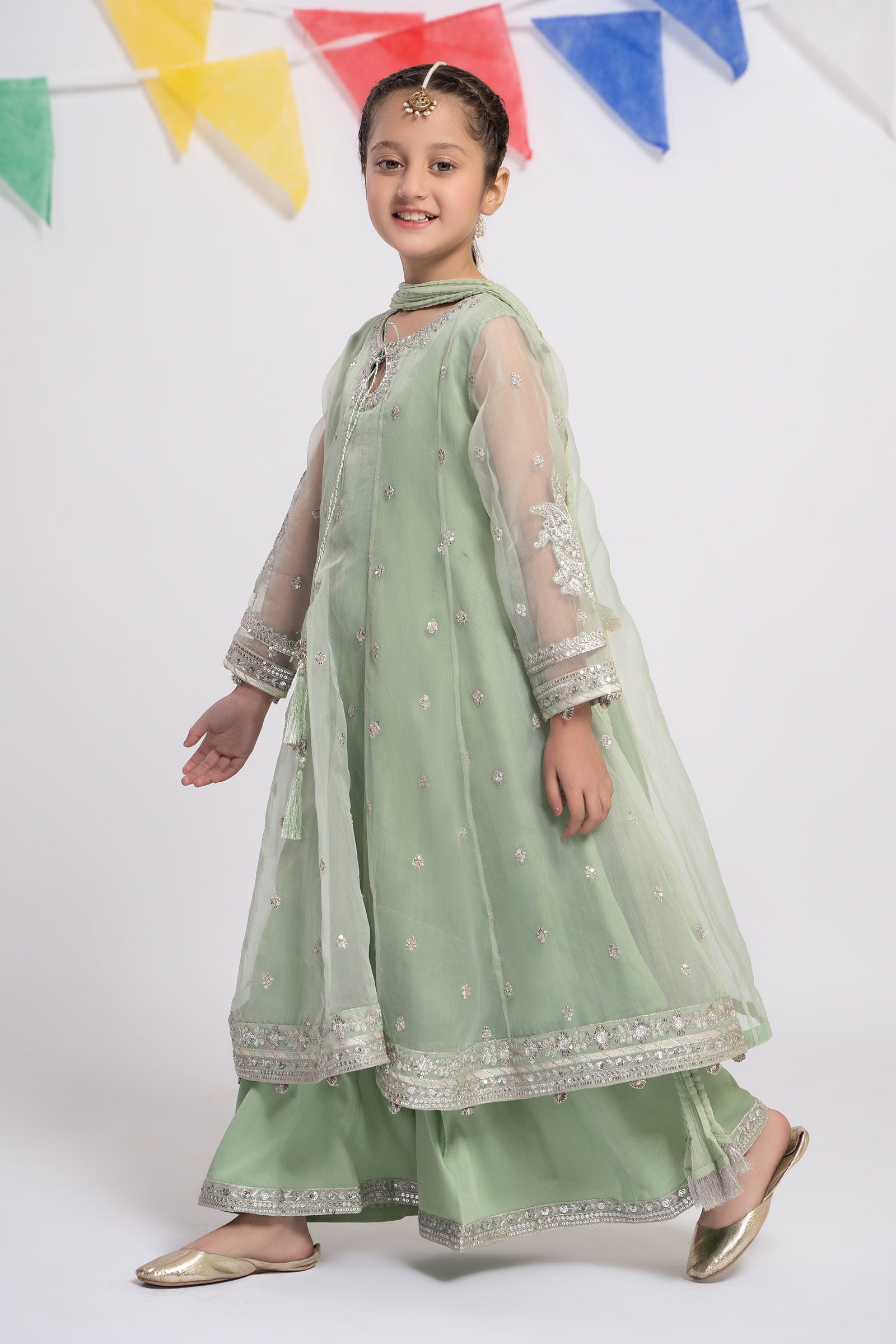 Maria B | 3 Piece Embroidered Organza Suit | MKS-EF24-15 14-Dec Green
