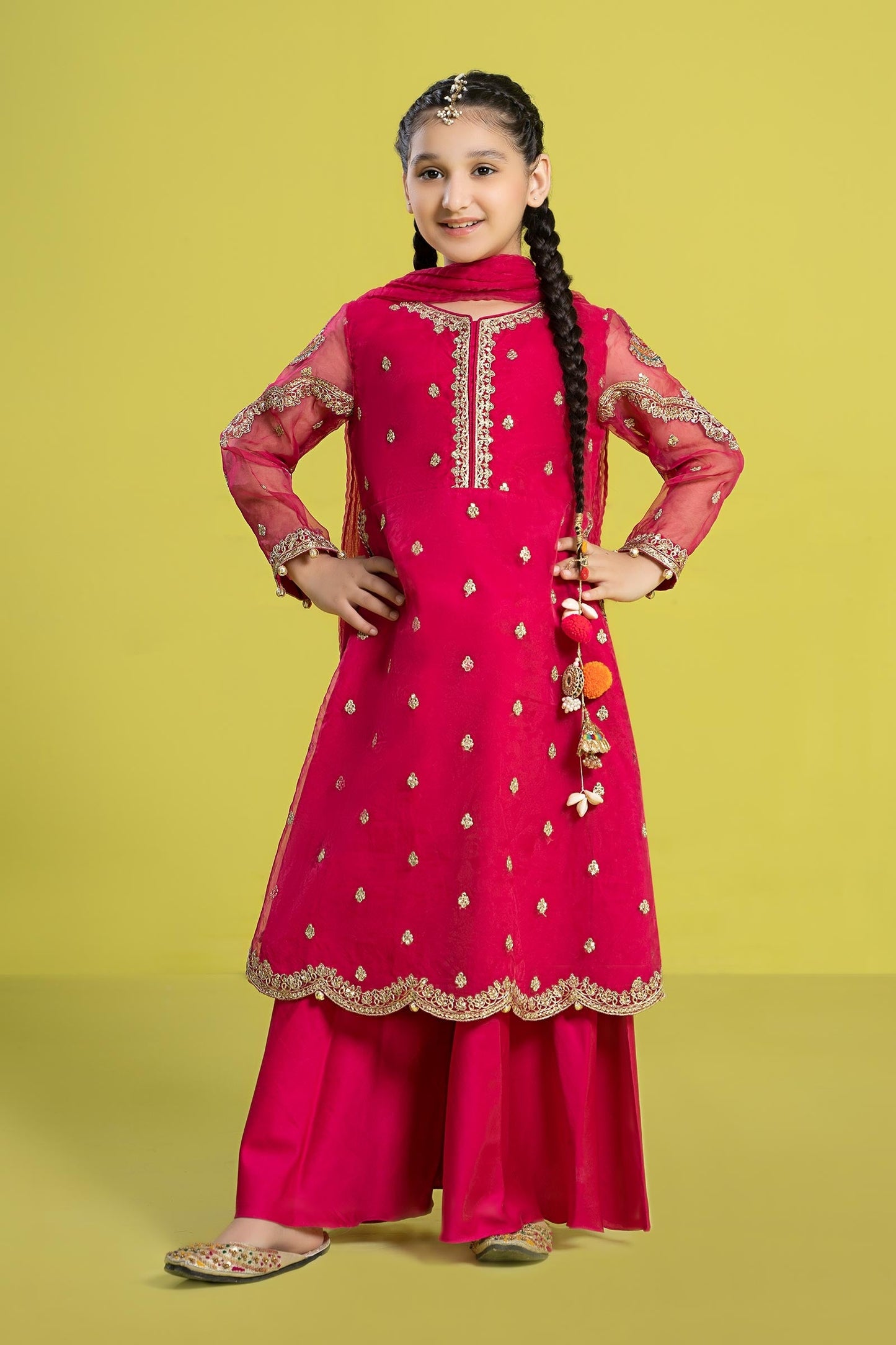 Maria B | 3 Piece Embroidered Organza Suit | MKS-EF24-23 4-Feb Pink