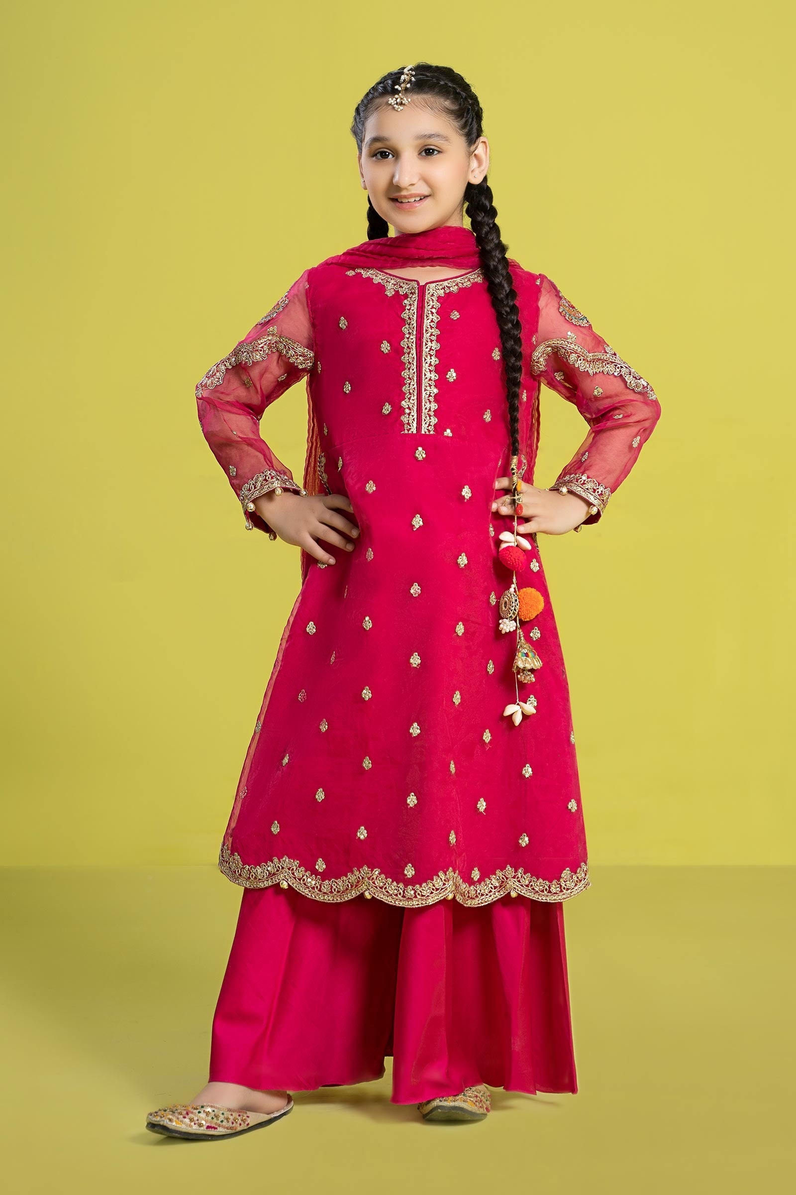 Maria B | 3 Piece Embroidered Organza Suit | MKS-EF24-23 4-Feb Pink