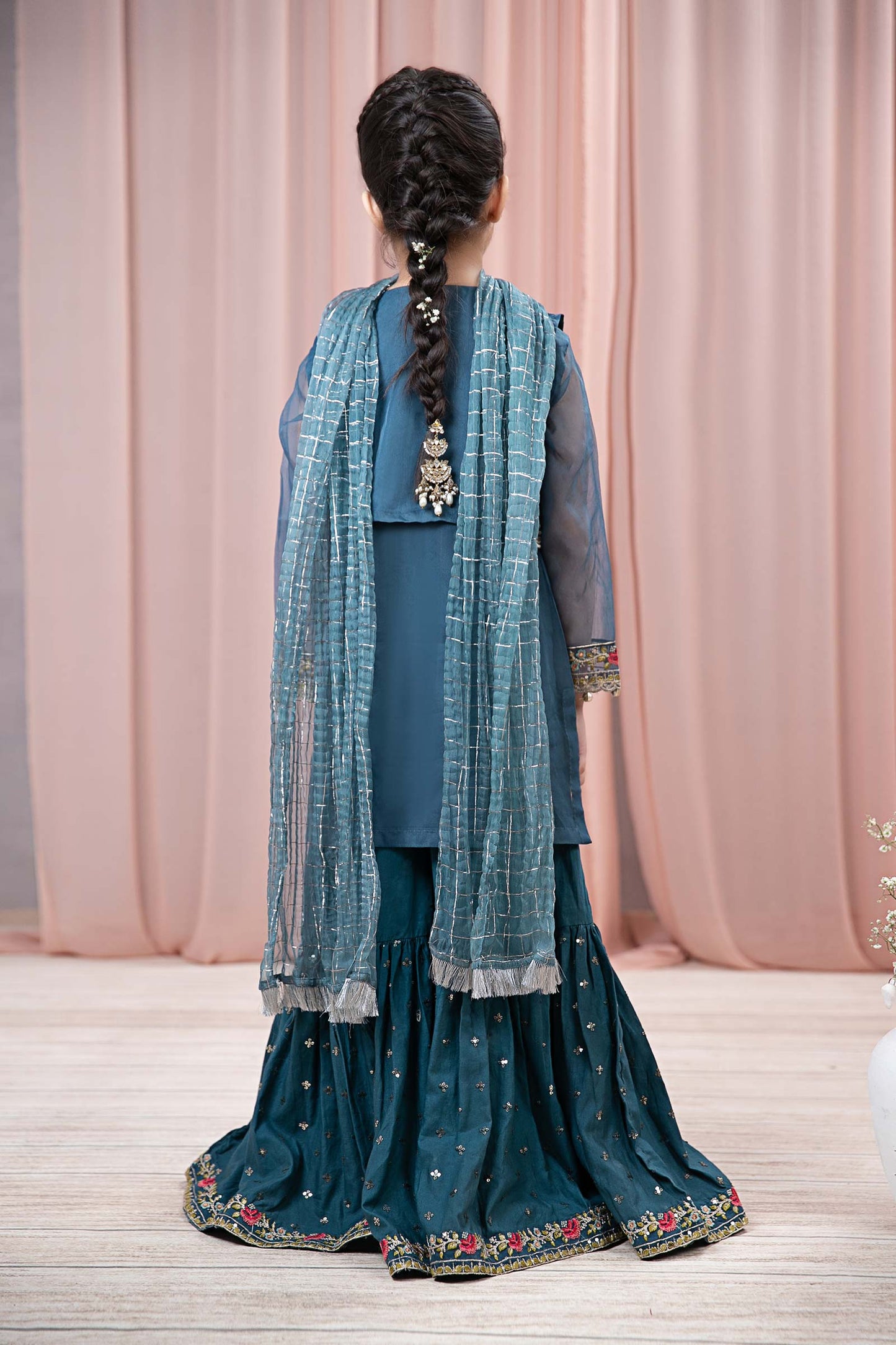 Maria B | 3 Piece Embroidered Organza Suit | MKS-EF24-29 14-Dec Blue