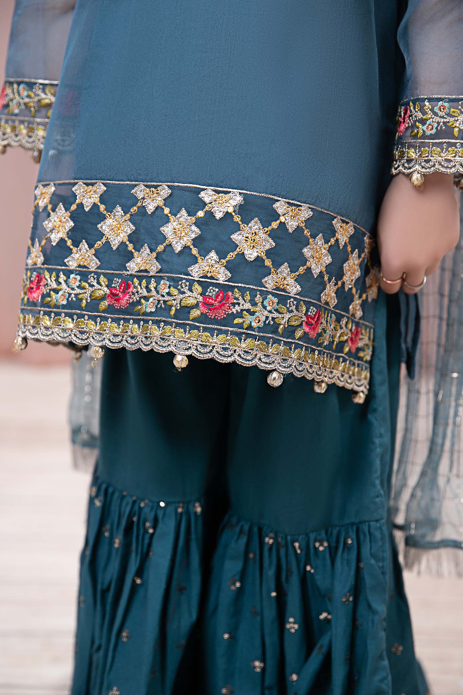 Maria B | 3 Piece Embroidered Organza Suit | MKS-EF24-29 10-Aug Blue