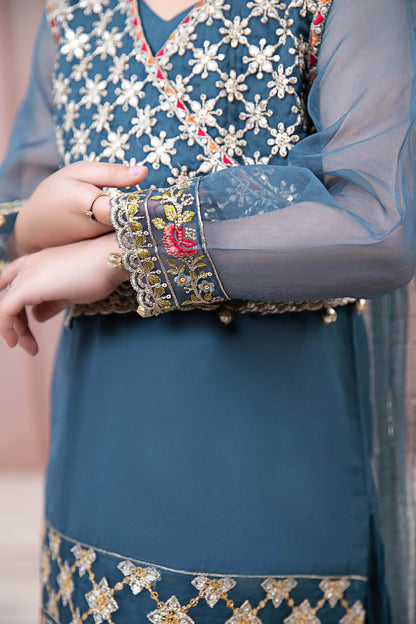 Maria B | 3 Piece Embroidered Organza Suit | MKS-EF24-29 8-Jun Blue
