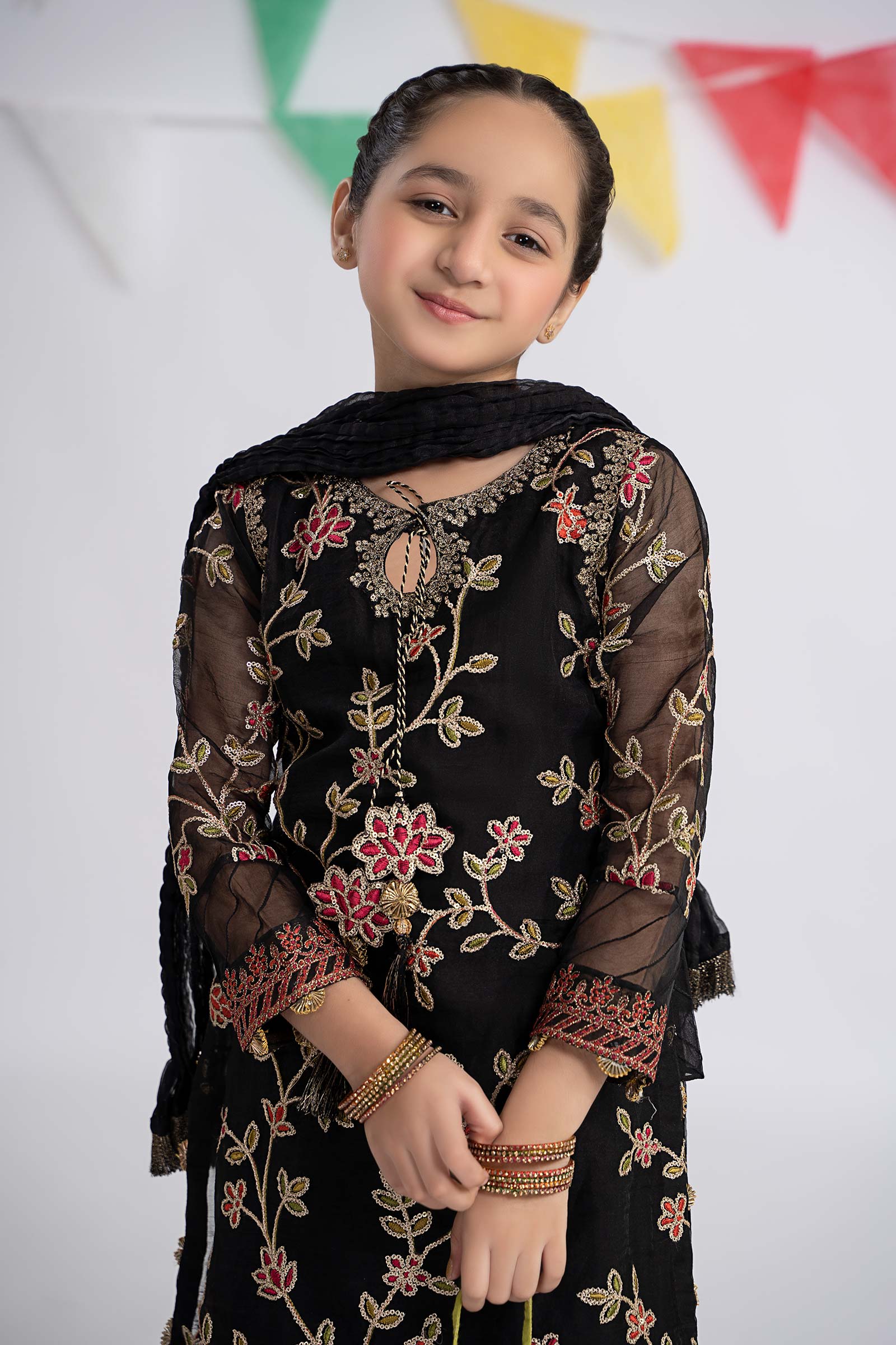 Maria B | 3 Piece Embroidered Organza Suit | MKS-EF24-30 6-Apr Black