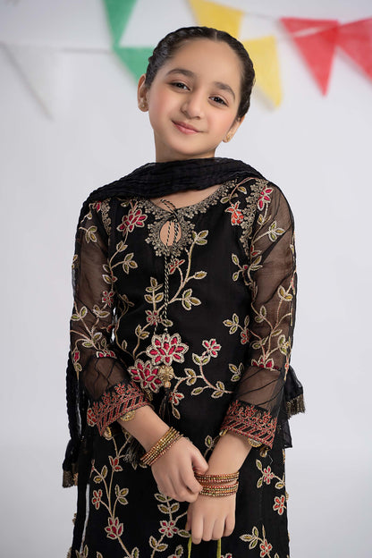 Maria B | 3 Piece Embroidered Organza Suit | MKS-EF24-30 6-Apr Black