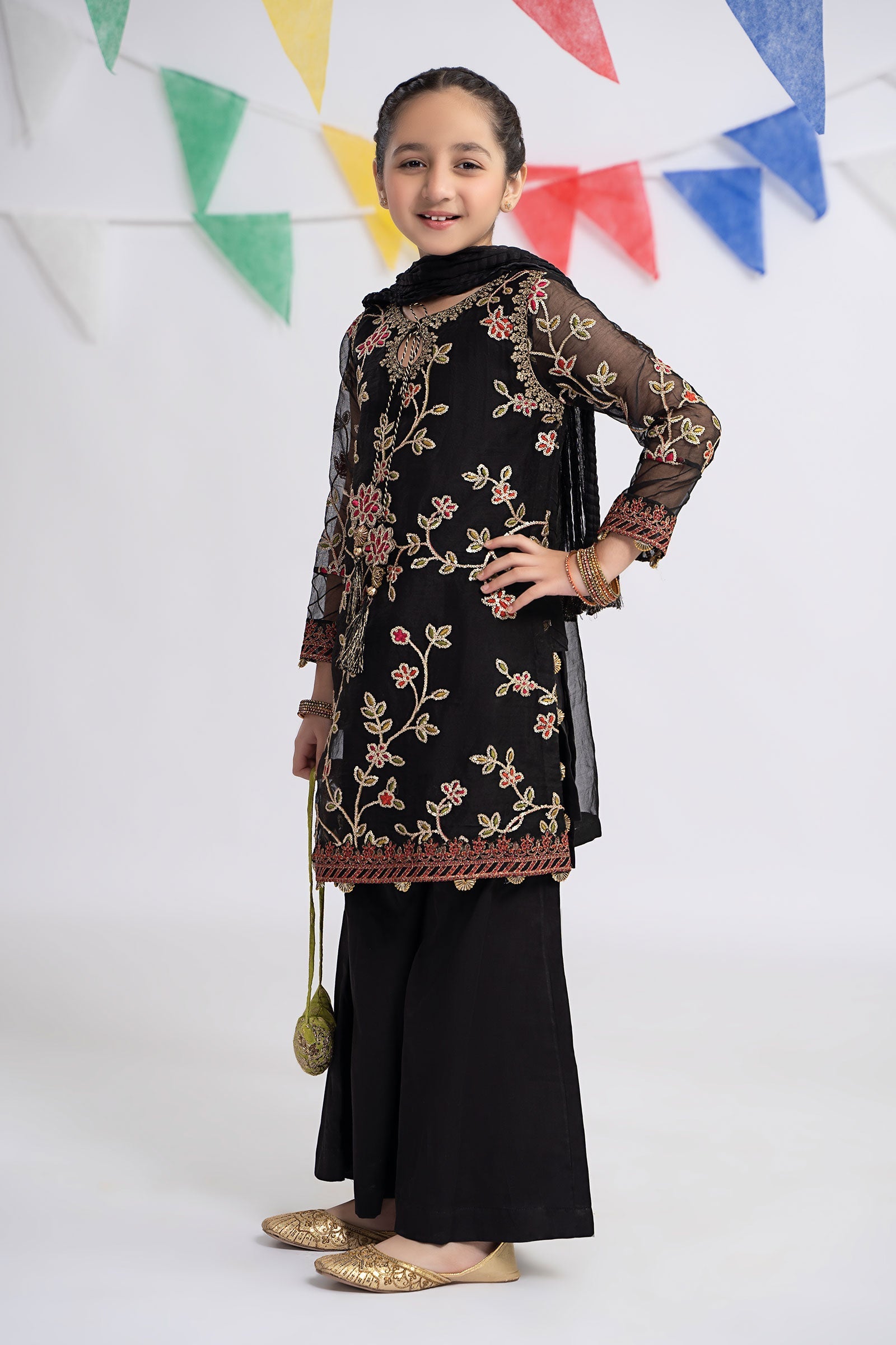 Maria B | 3 Piece Embroidered Organza Suit | MKS-EF24-30 4-Feb Black