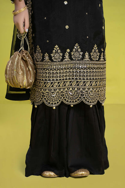 Maria B | 3 Piece Embroidered Organza Suit | MKS-EF24-37 10-Aug Black