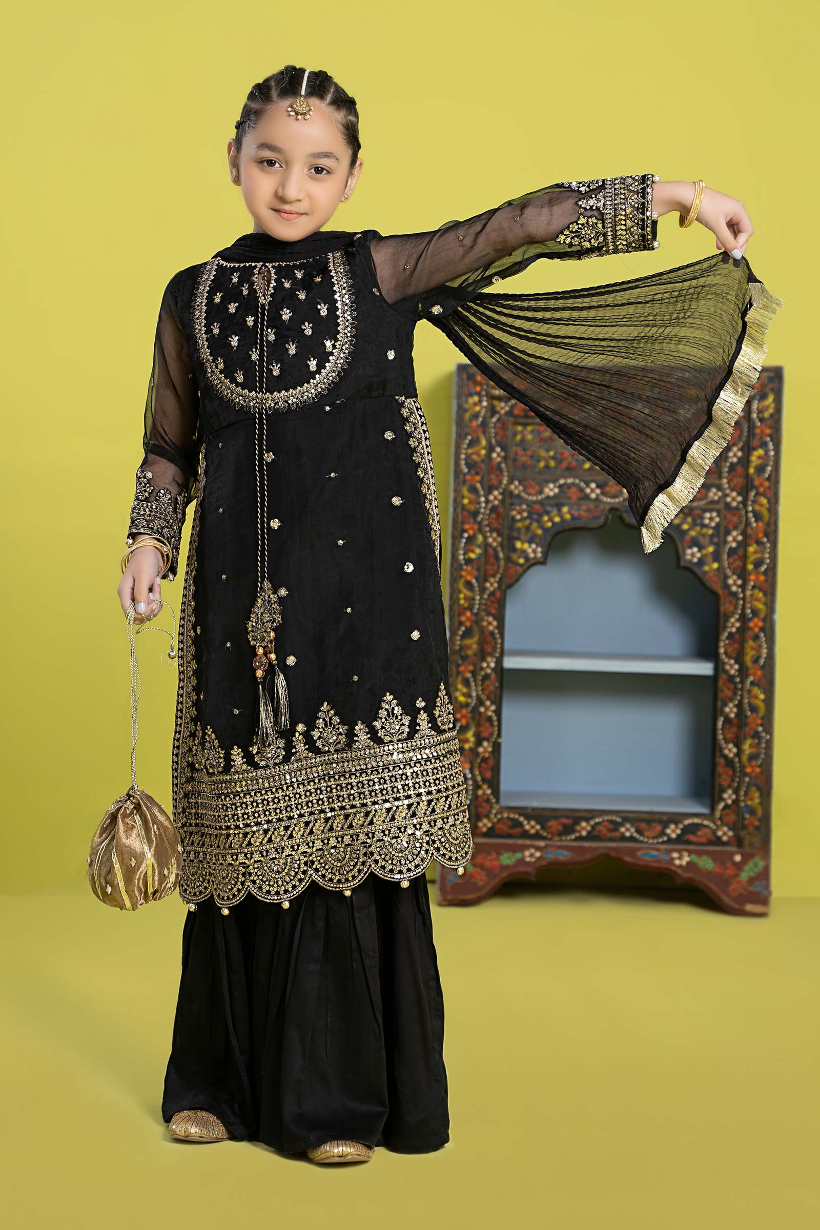 Maria B | 3 Piece Embroidered Organza Suit | MKS-EF24-37 12-Oct Black
