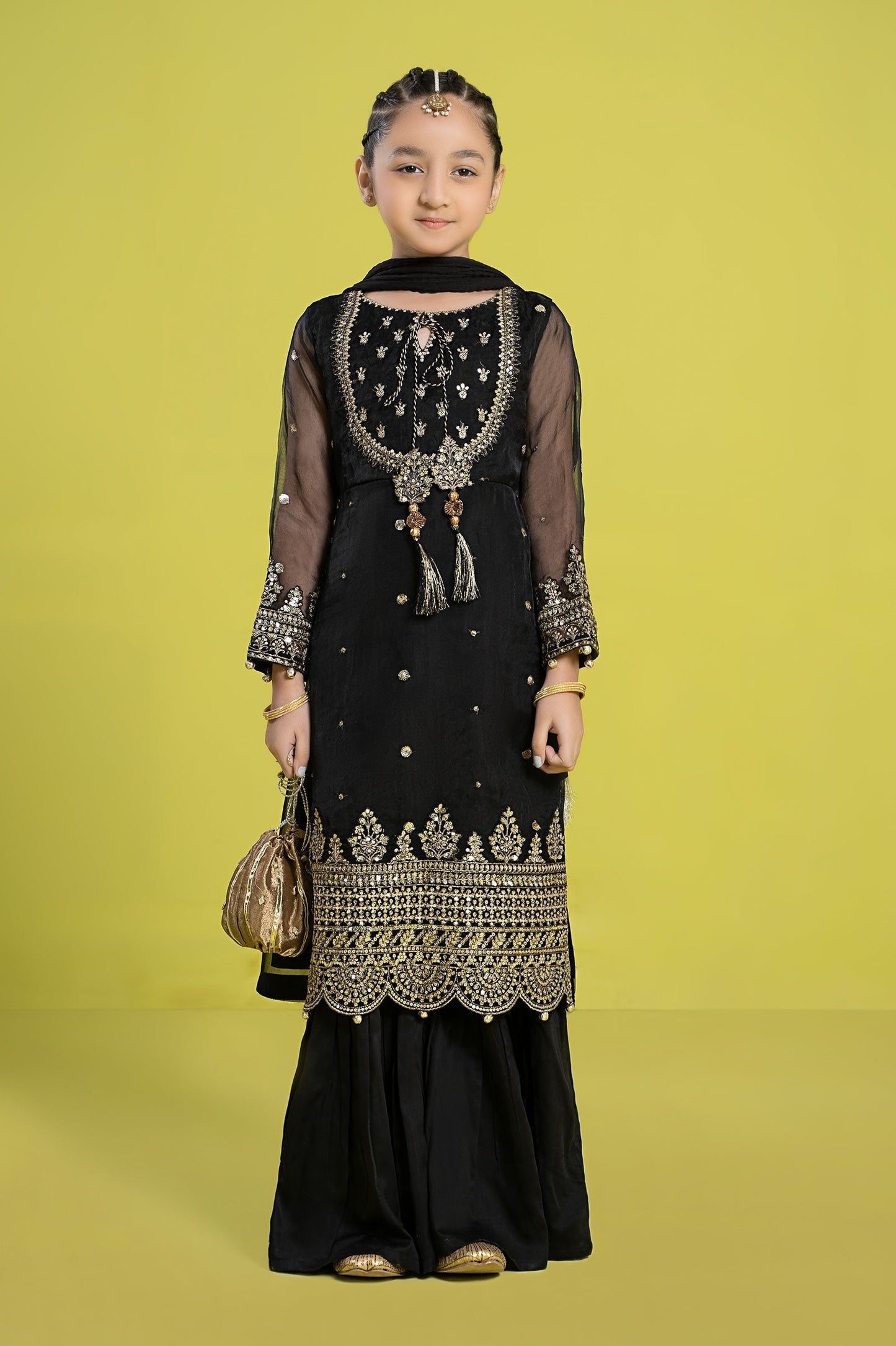 Maria B | 3 Piece Embroidered Organza Suit | MKS-EF24-37 4-Feb Black