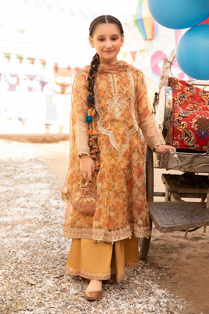 Maria B | 3 Piece Embroidered Zari Masoori Organza Suit | MKS-EF24-38 4-Feb Gold