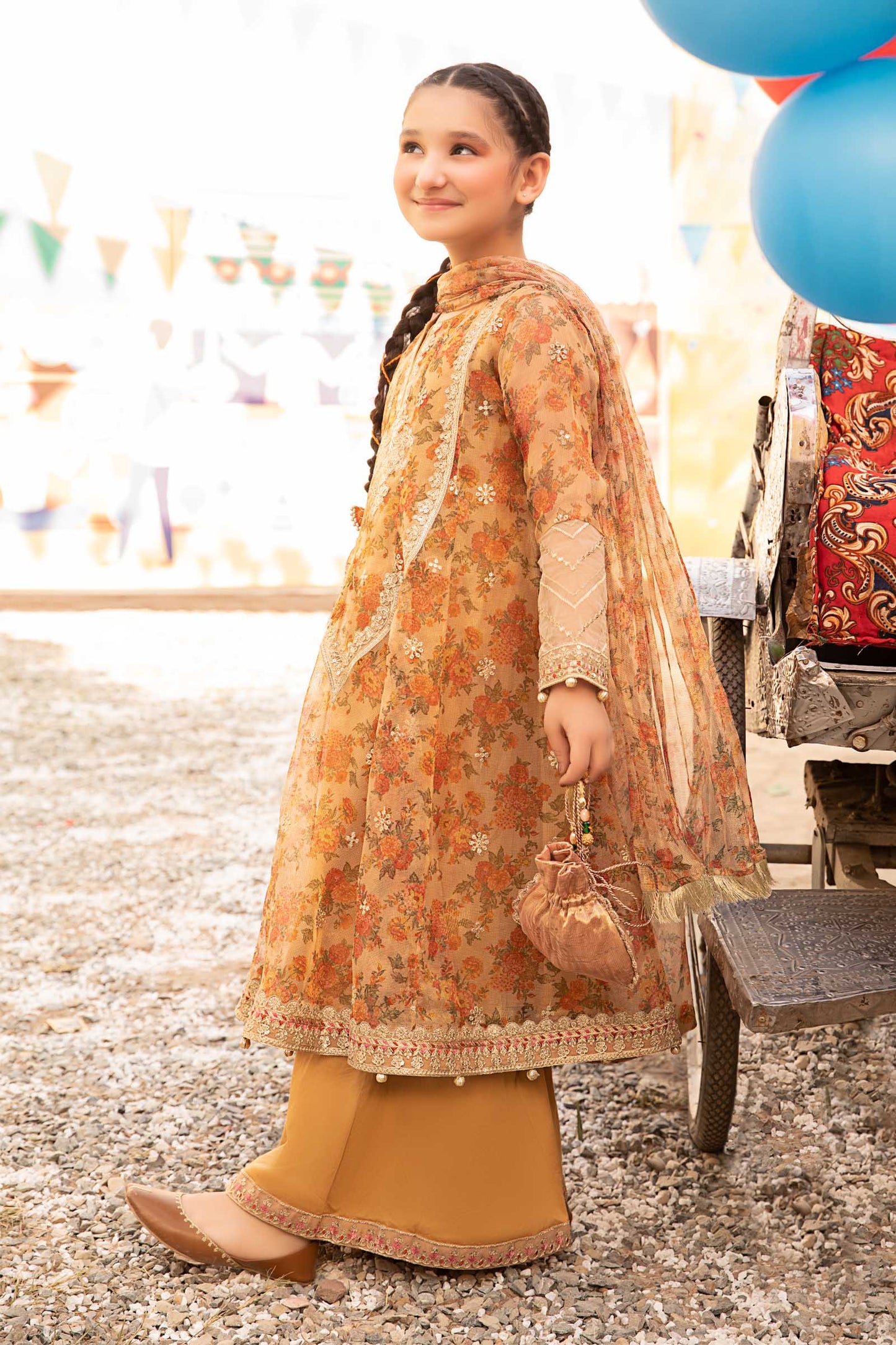 Maria B | 3 Piece Embroidered Zari Masoori Organza Suit | MKS-EF24-38 8-Jun Gold