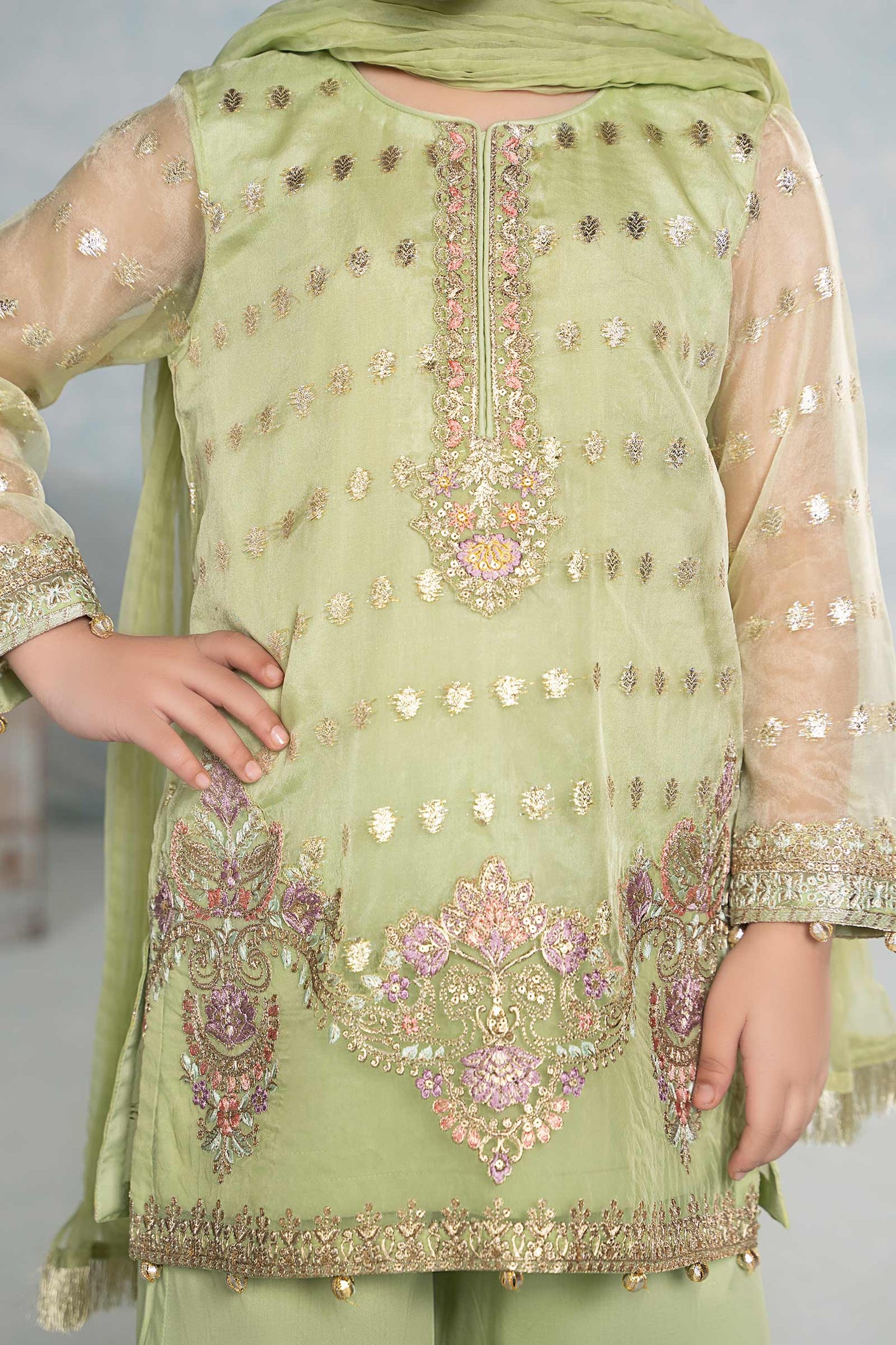 Maria B | 3 Piece Embroidered Organza Suit | MKS-EF24-45 8-Jun Green