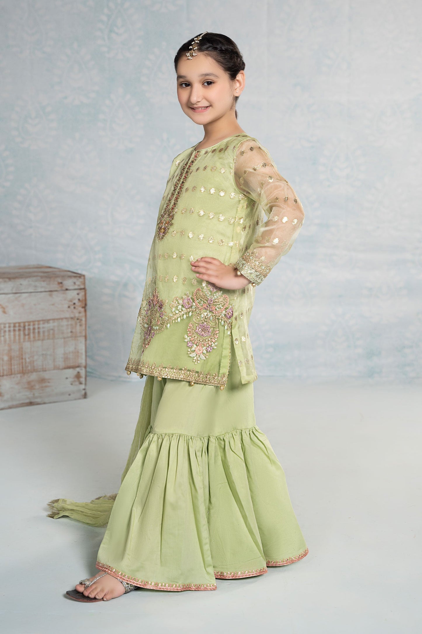 Maria B | 3 Piece Embroidered Organza Suit | MKS-EF24-45 12-Oct Green