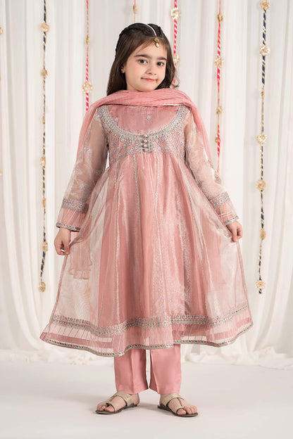 Maria B | 3 Piece Embroidered Zari Net Suit | MKS-EF25-01 4-Feb Pink