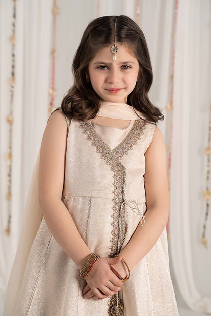 Maria B | 3 Piece Embroidered Cotton Staple Zari Suit | MKS-EF25-04 12-Oct White