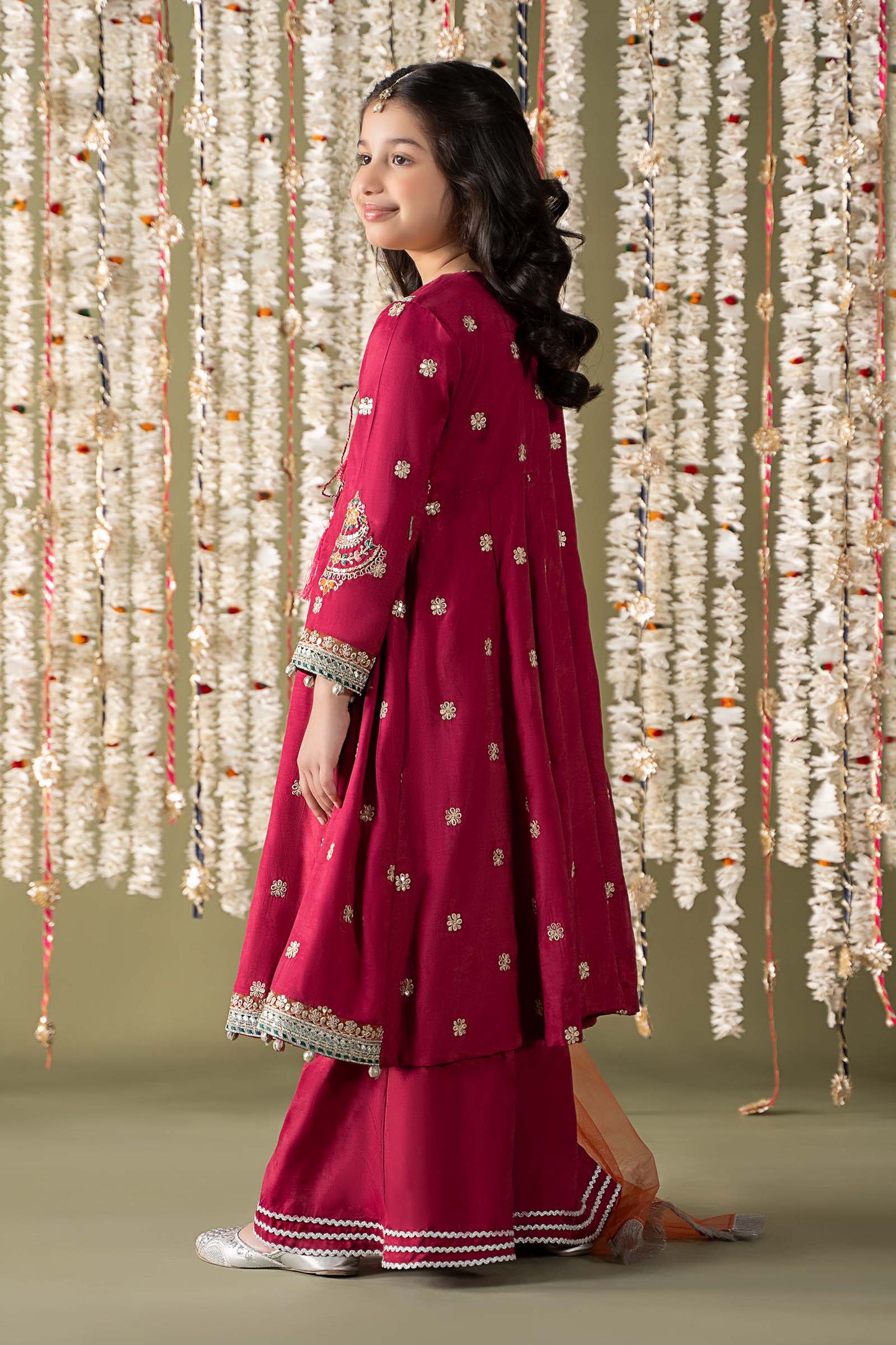 Maria B | 3 Piece Embroidered Raw Silk Suit | MKS-EF25-07 14-Dec Pink