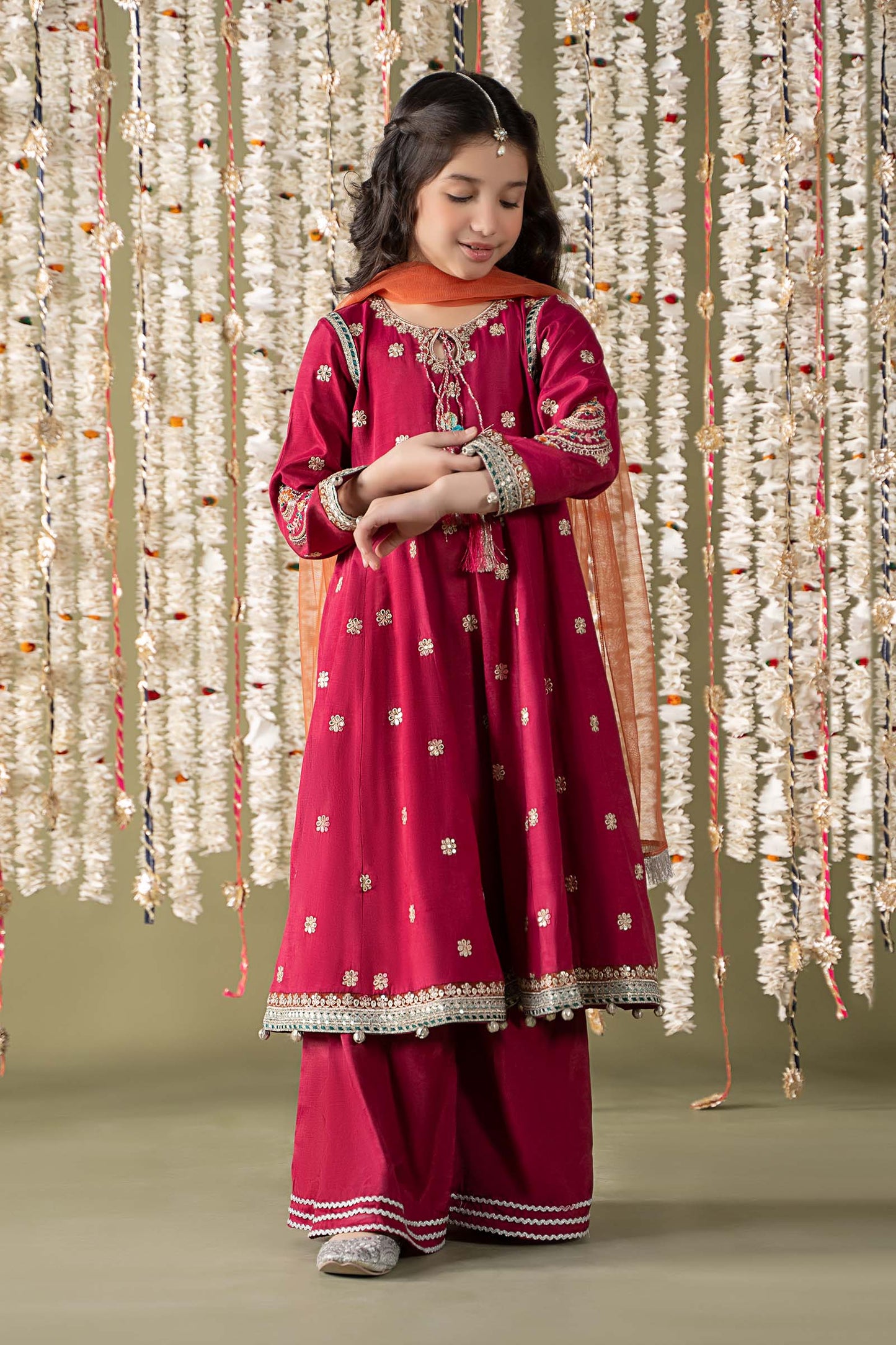 Maria B | 3 Piece Embroidered Raw Silk Suit | MKS-EF25-07 8-Jun Pink