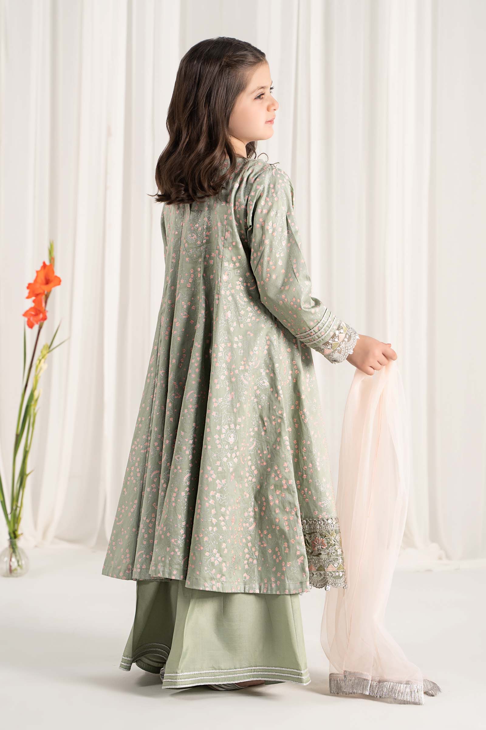 Maria B | 3 Piece Embroidered Cotton Satin Suit | MKS-EF25-08 14-Dec Green