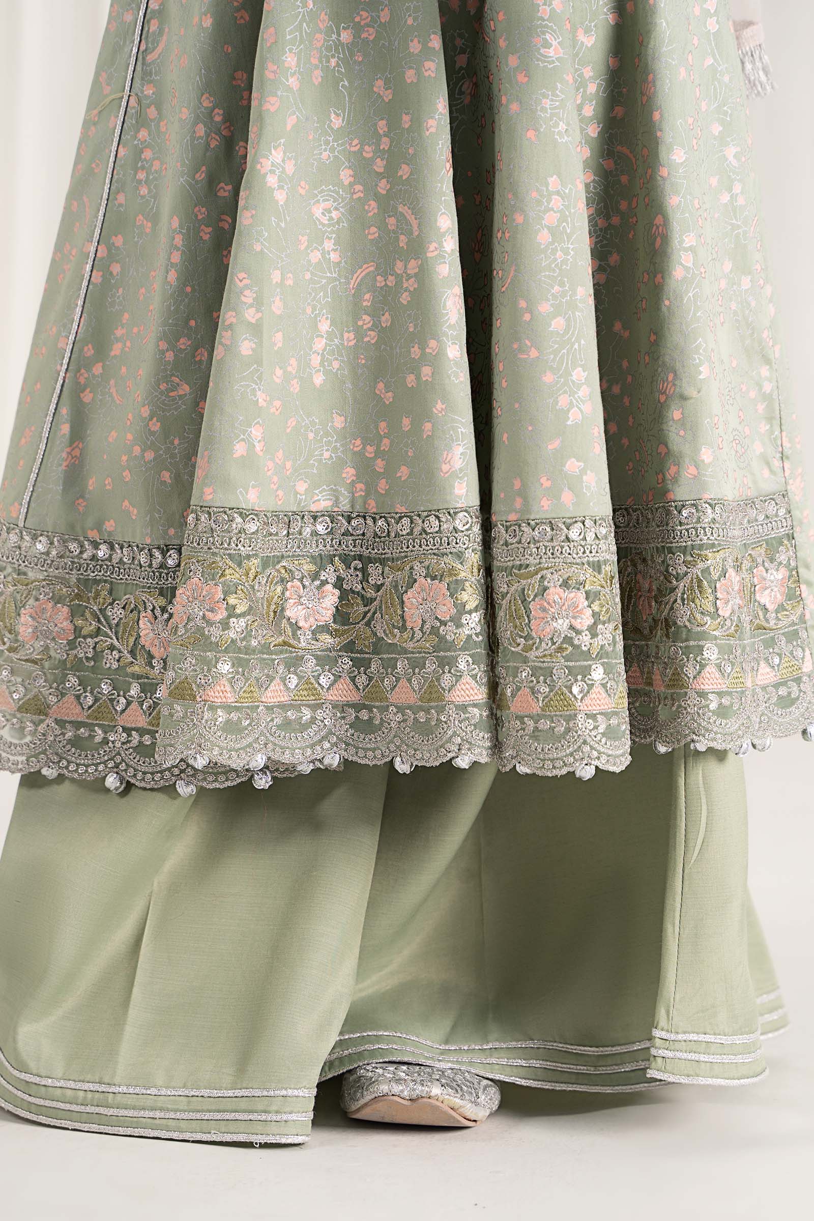 Maria B | 3 Piece Embroidered Cotton Satin Suit | MKS-EF25-08 12-Oct Green