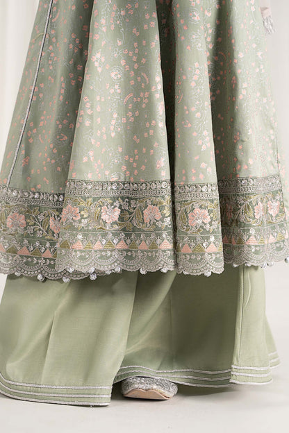 Maria B | 3 Piece Embroidered Cotton Satin Suit | MKS-EF25-08 12-Oct Green