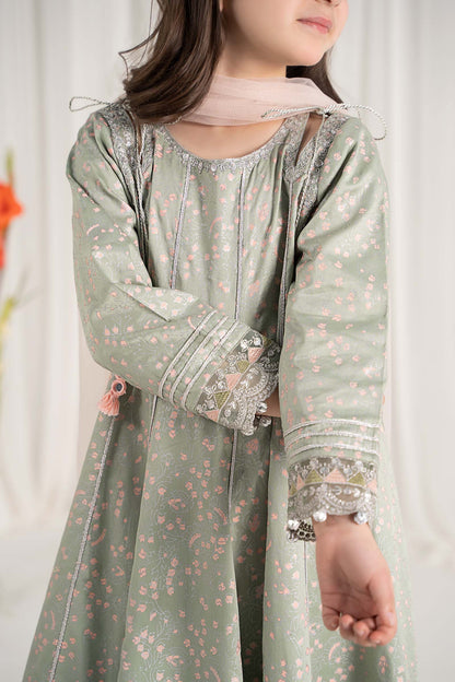 Maria B | 3 Piece Embroidered Cotton Satin Suit | MKS-EF25-08 8-Jun Green