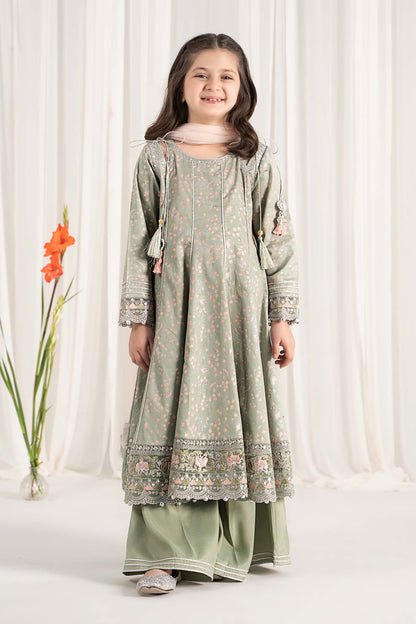 Maria B | 3 Piece Embroidered Cotton Satin Suit | MKS-EF25-08 4-Feb Green