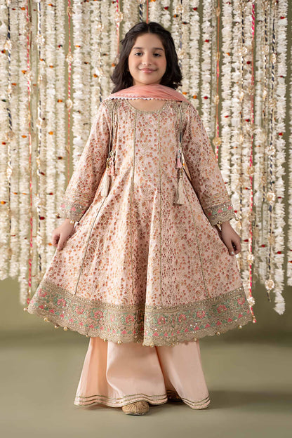 Maria B | 3 Piece Embroidered Cotton Satin Suit | MKS-EF25-08 4-Feb Pink