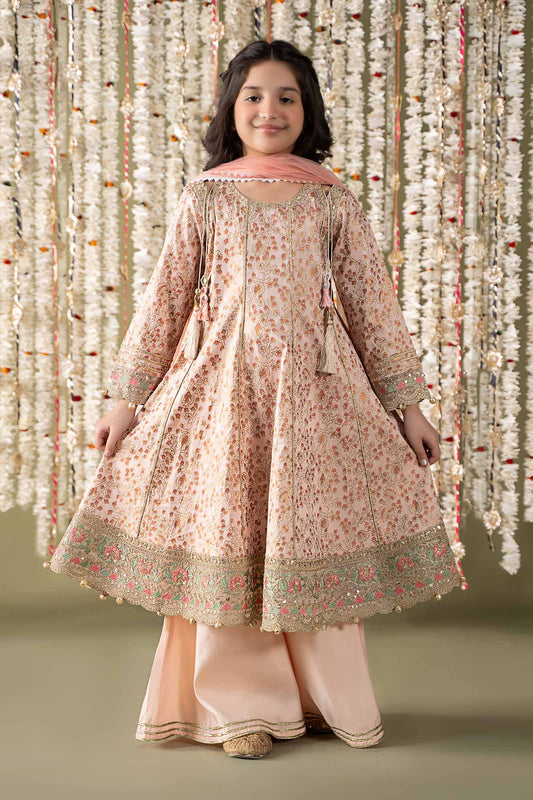 Maria B | 3 Piece Embroidered Cotton Satin Suit | MKS-EF25-08 4-Feb Pink